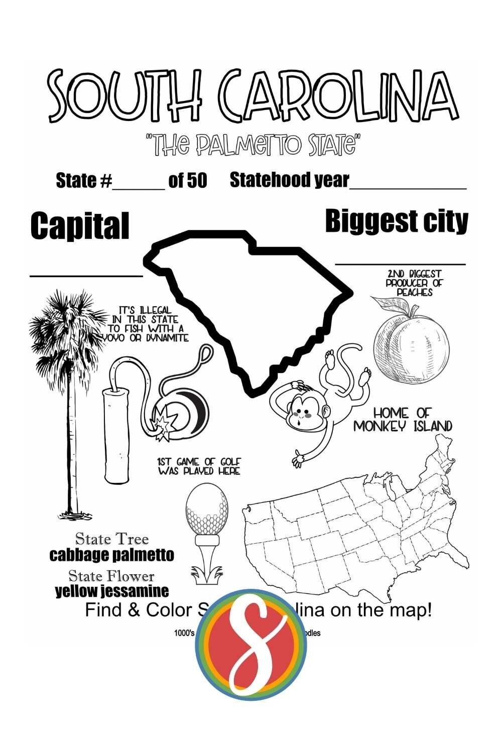 Free South Carolina Coloring Pages Stevie Doodles