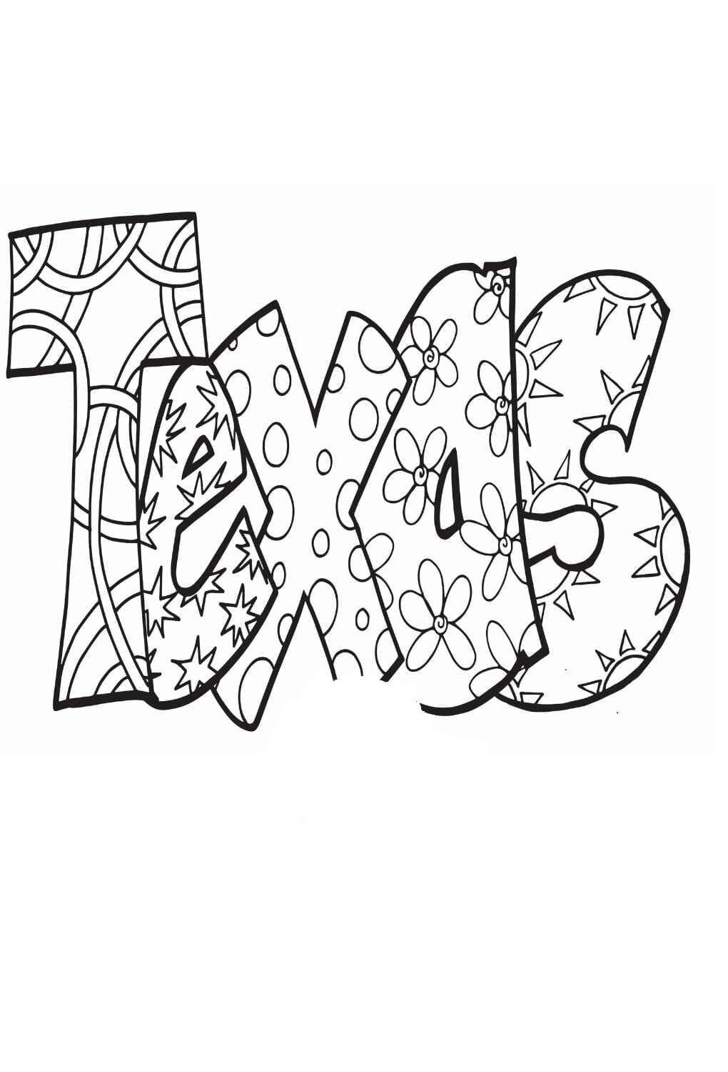 Free Texas State Coloring Page Download Print Or Color Online For Free