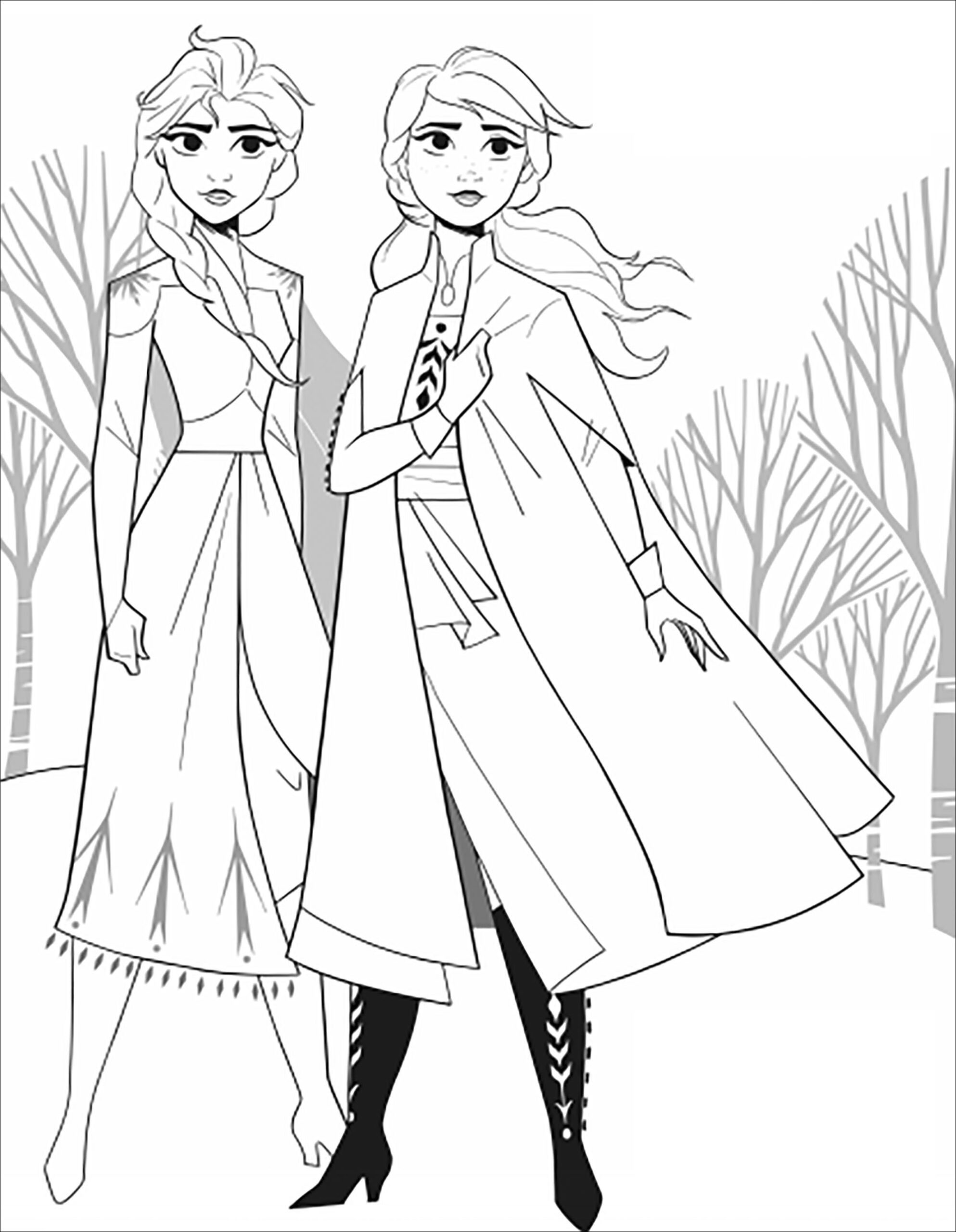 Frozen 2 Anna Elsa Without Text La Reine Des Neiges 2 Kids Coloring Pages