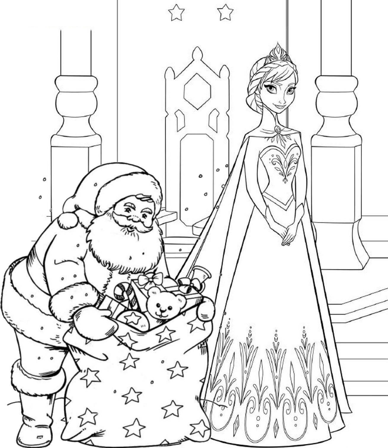 Printable Frozen Christmas Coloring Page