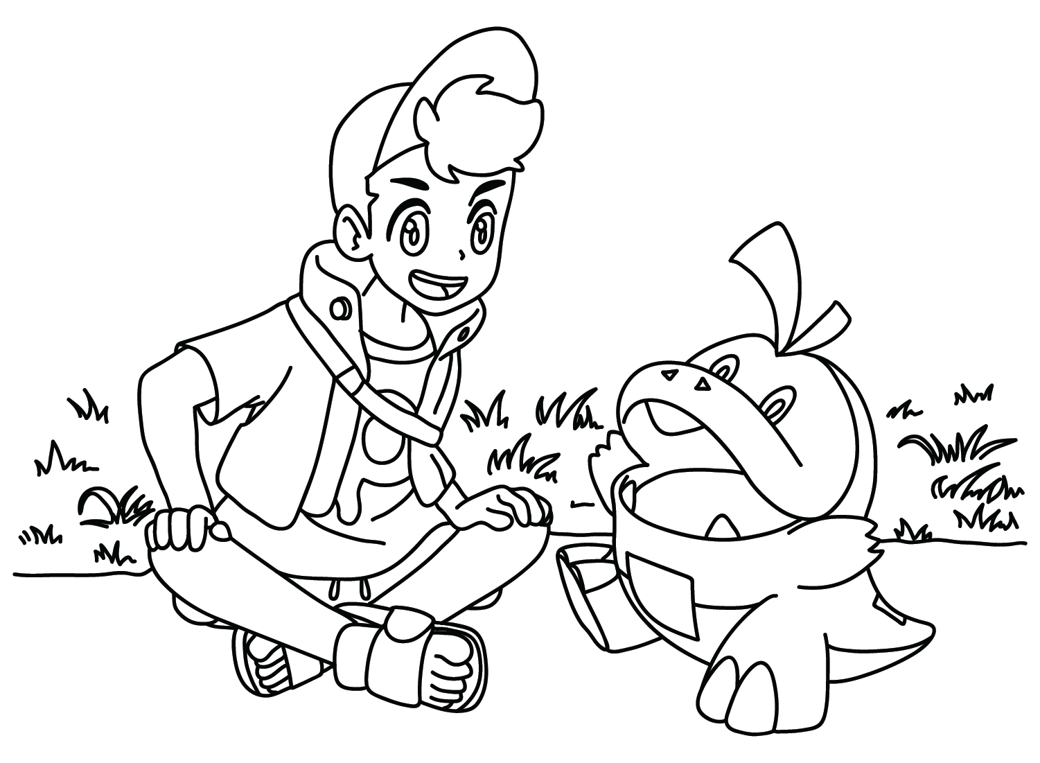 Fuecoco Pokemon And Roy Pictures To Color Free Printable Coloring Pages