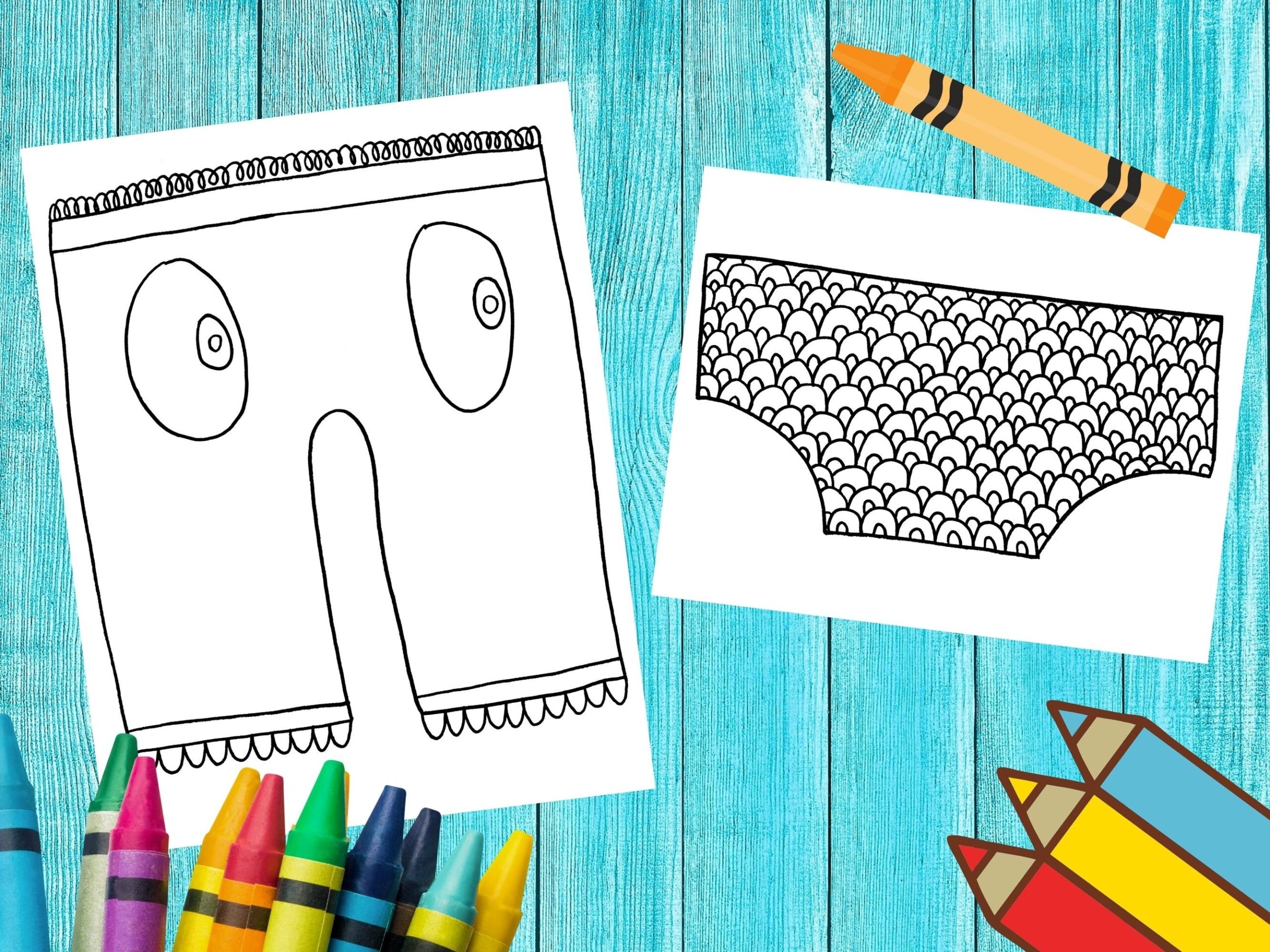 Funny Underwear Coloring Pages For Kids For Preschoolers Kindergarteners Instant Download And