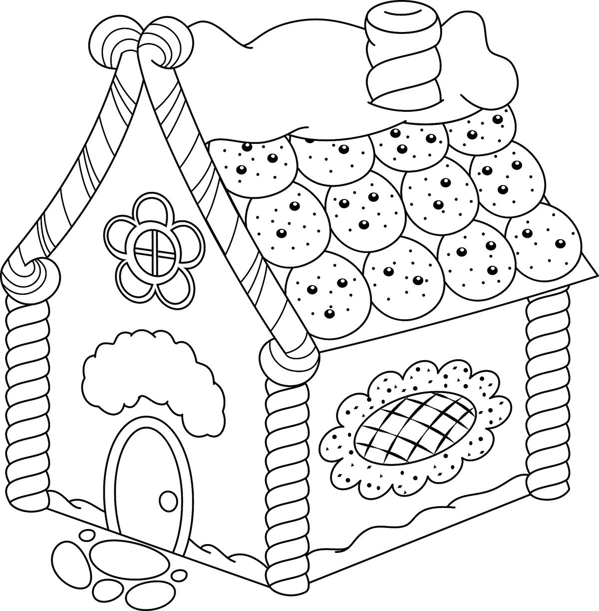 Gingerbread House With Lines Coloring Coloring Pages