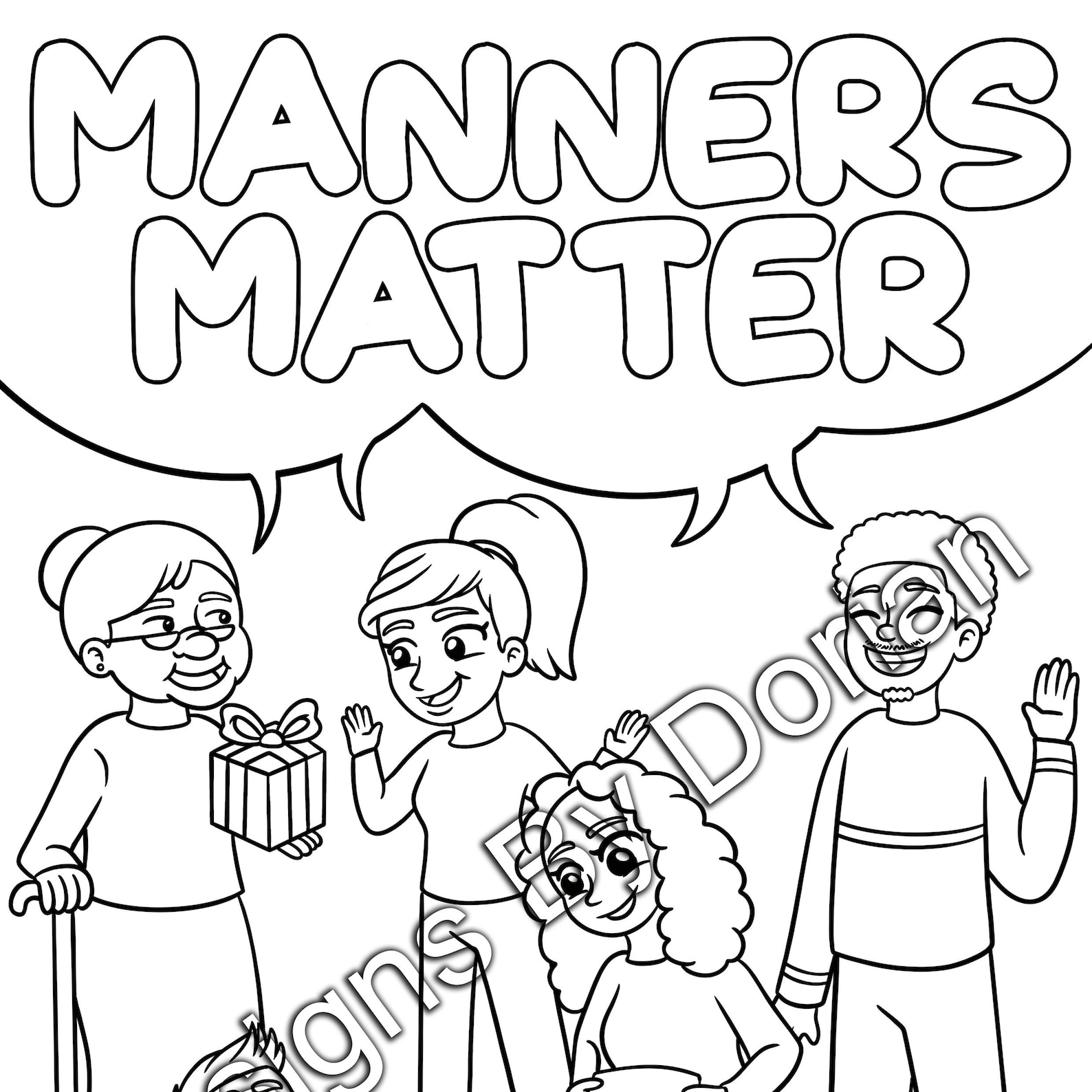 Good Manners Printable Coloring Pages Downloadable Kids Etsy