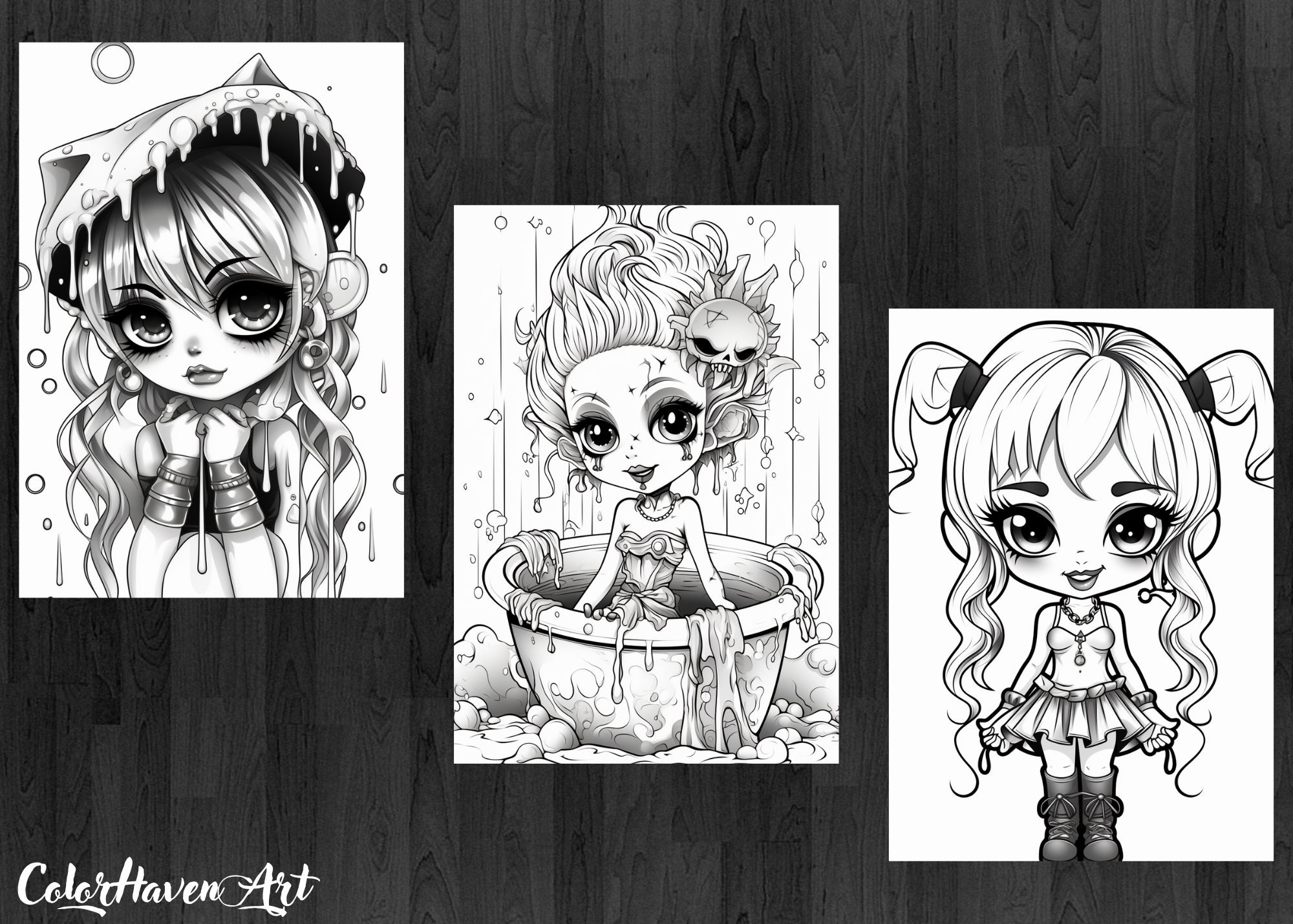 Printable Gothic Girls Coloring Pages