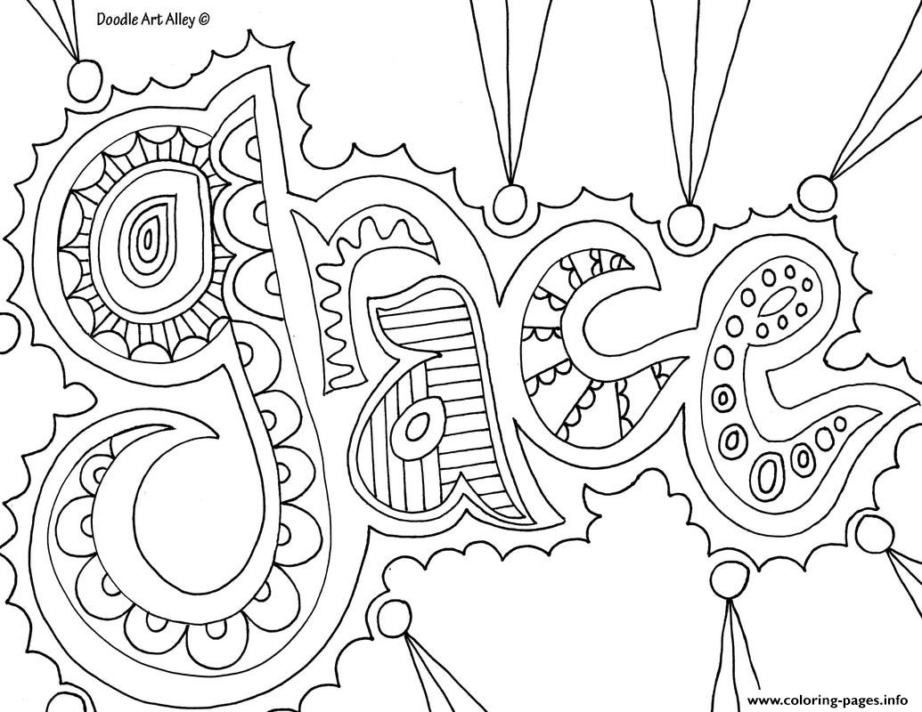 Grace Word Coloring Pages Printable