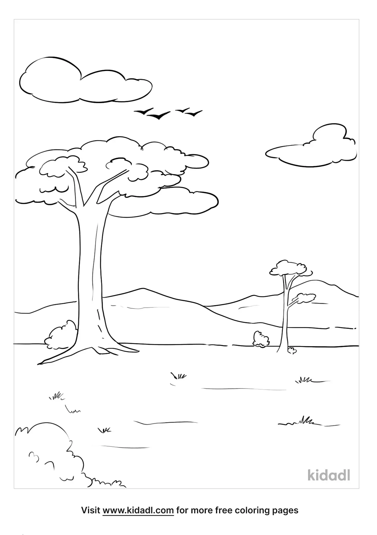 Printable Grassland Coloring Page