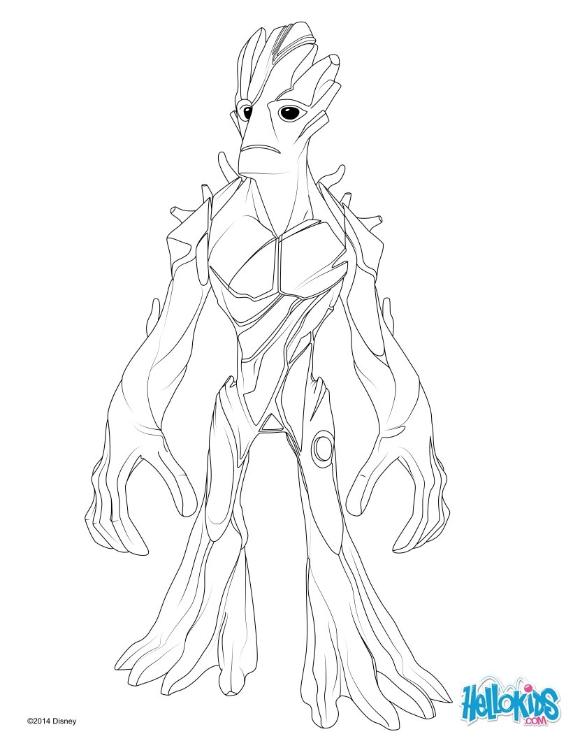Groot Guardians Of The Galaxy Coloring Pages Hellokids
