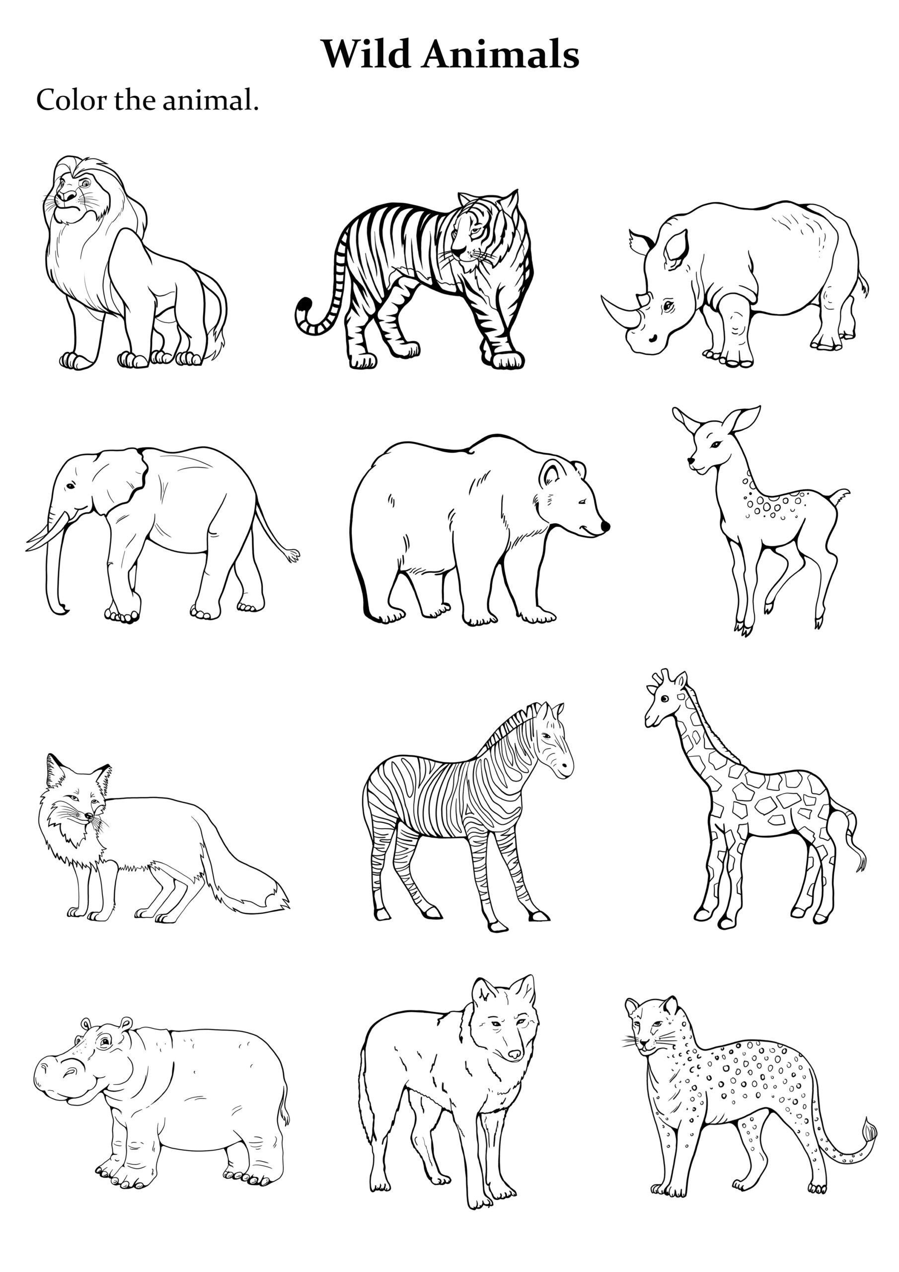 Group Of Animals Coloring Page Easy To Print