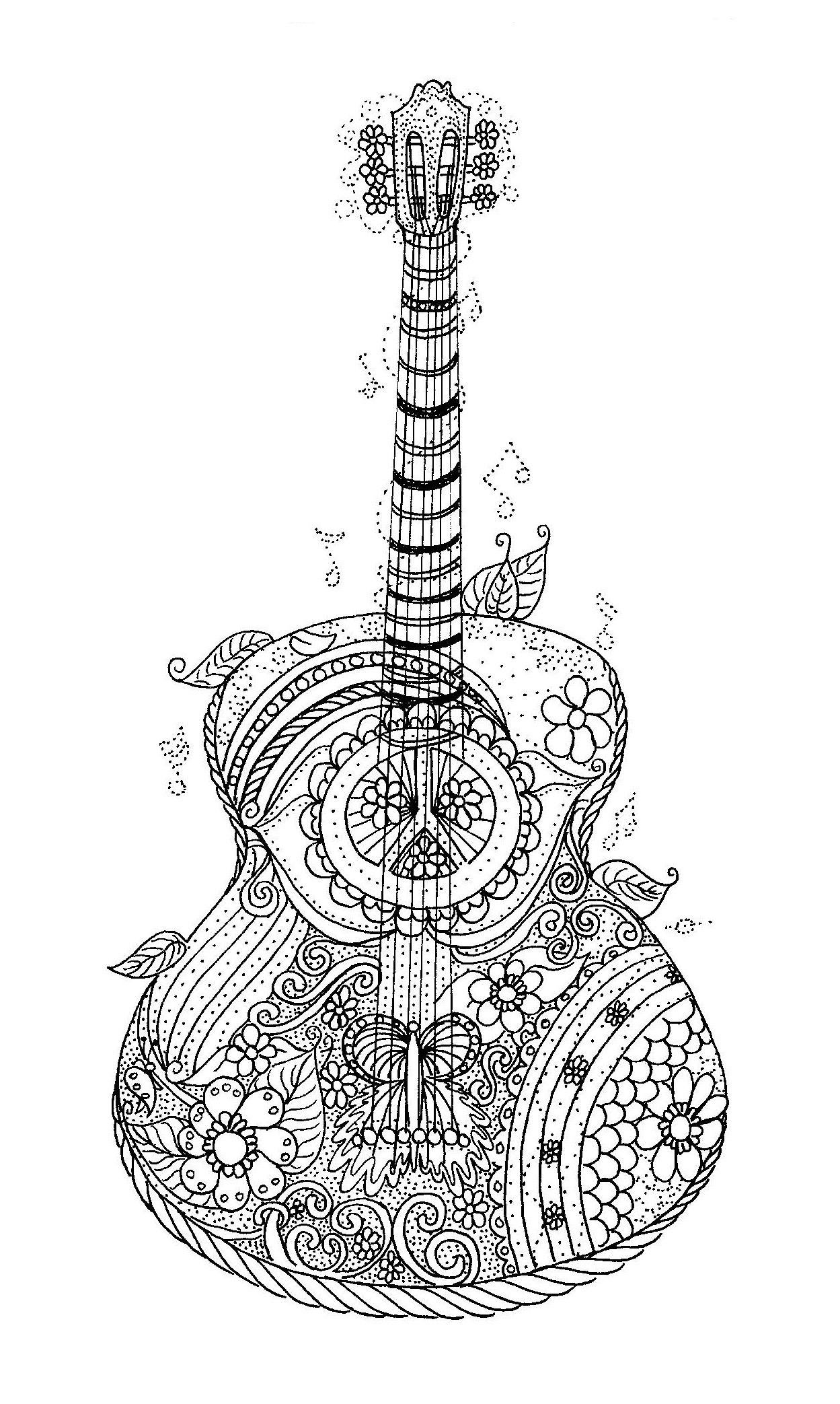 Guitar Coloring Page Free Printable Color