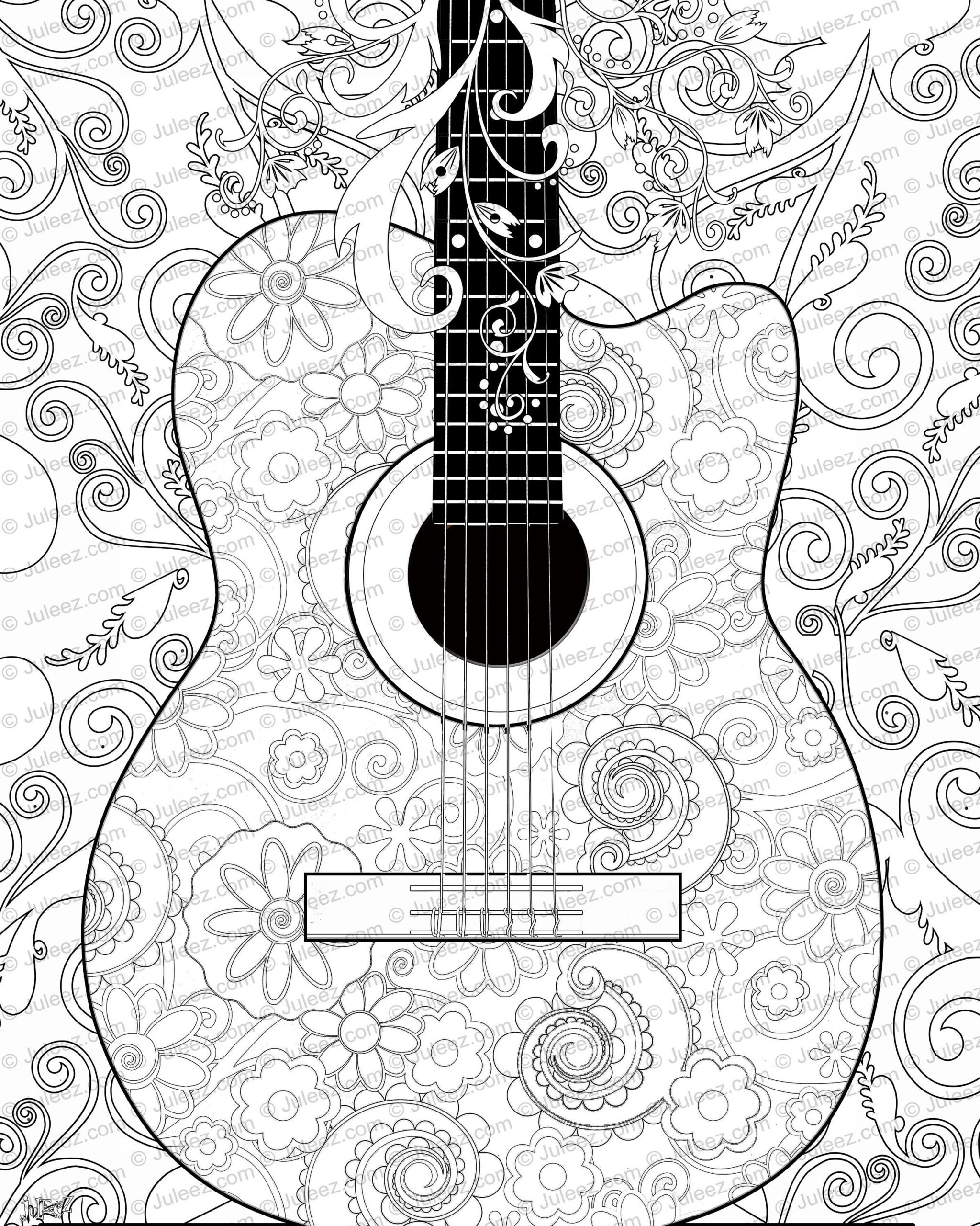 Cool Guitar Coloring Pages Printable