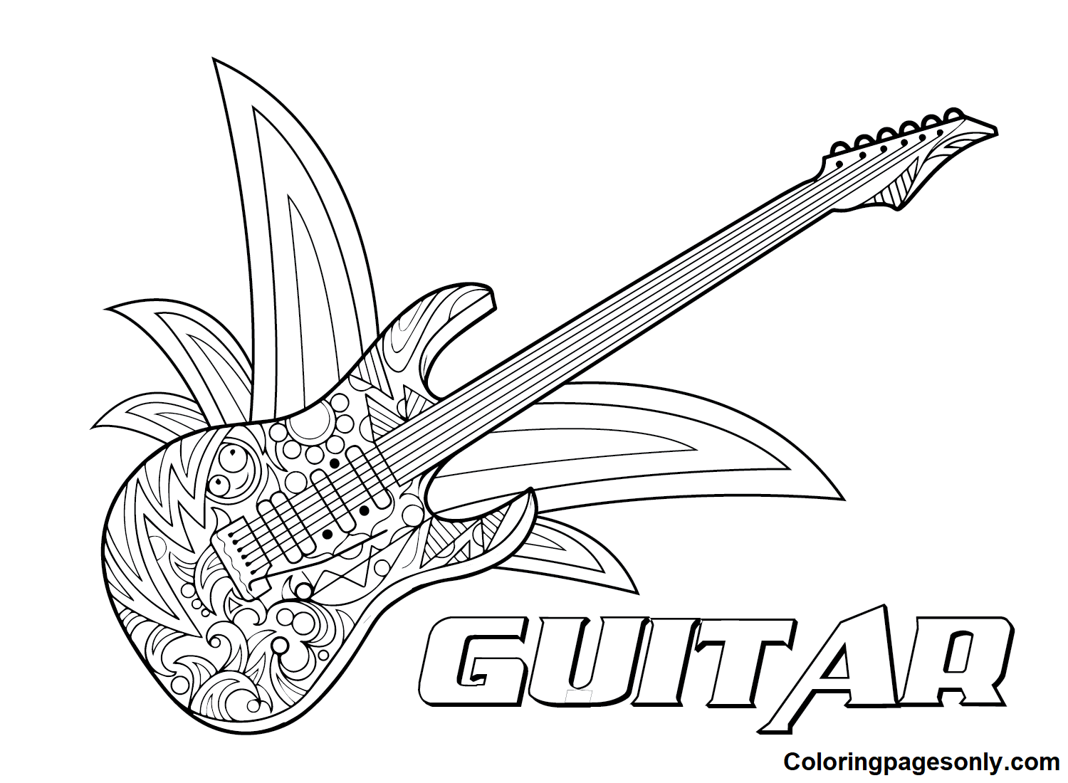 Printable Guitar Coloring Page