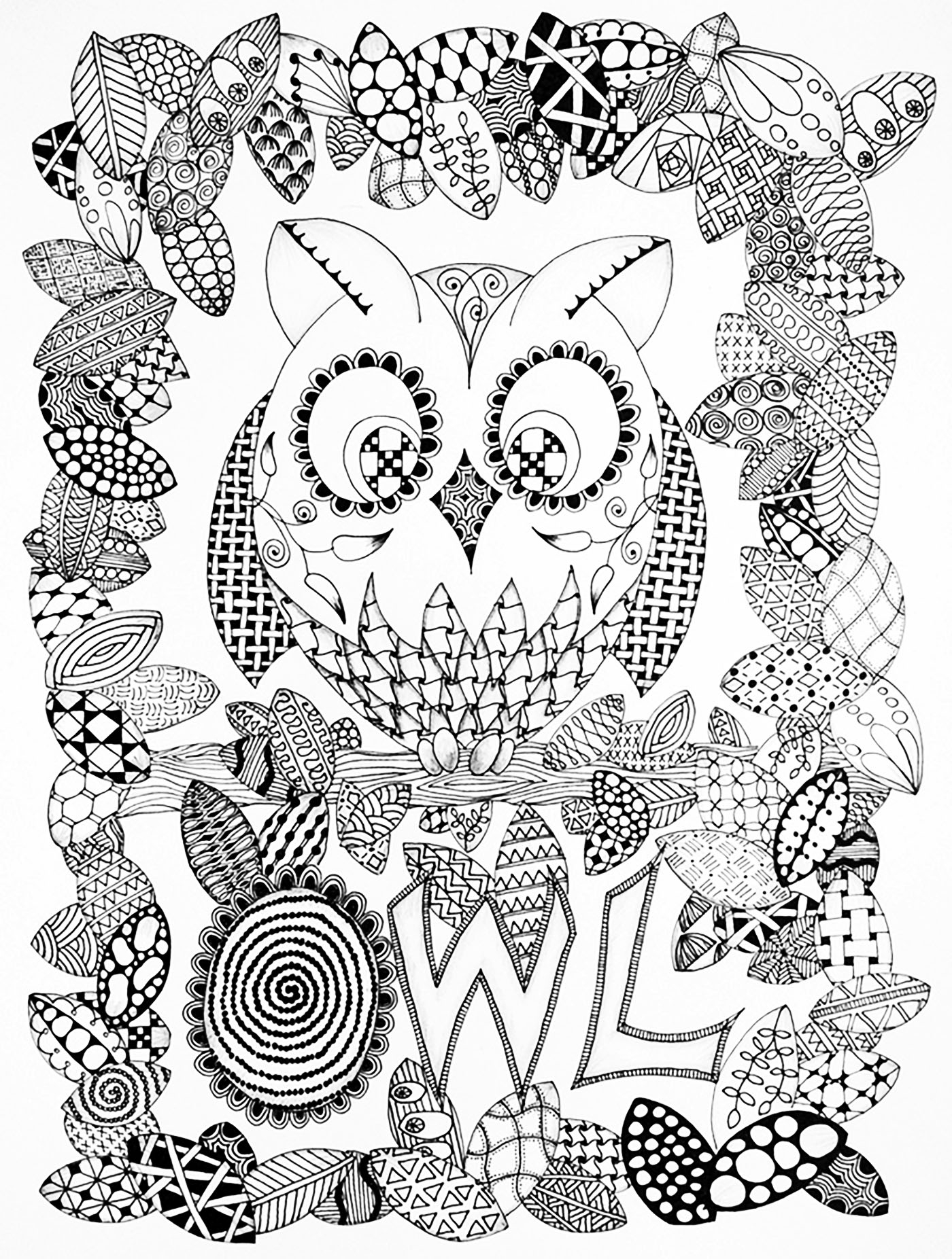 Halloween Zentangle Owl Halloween Coloring Pages For Adults