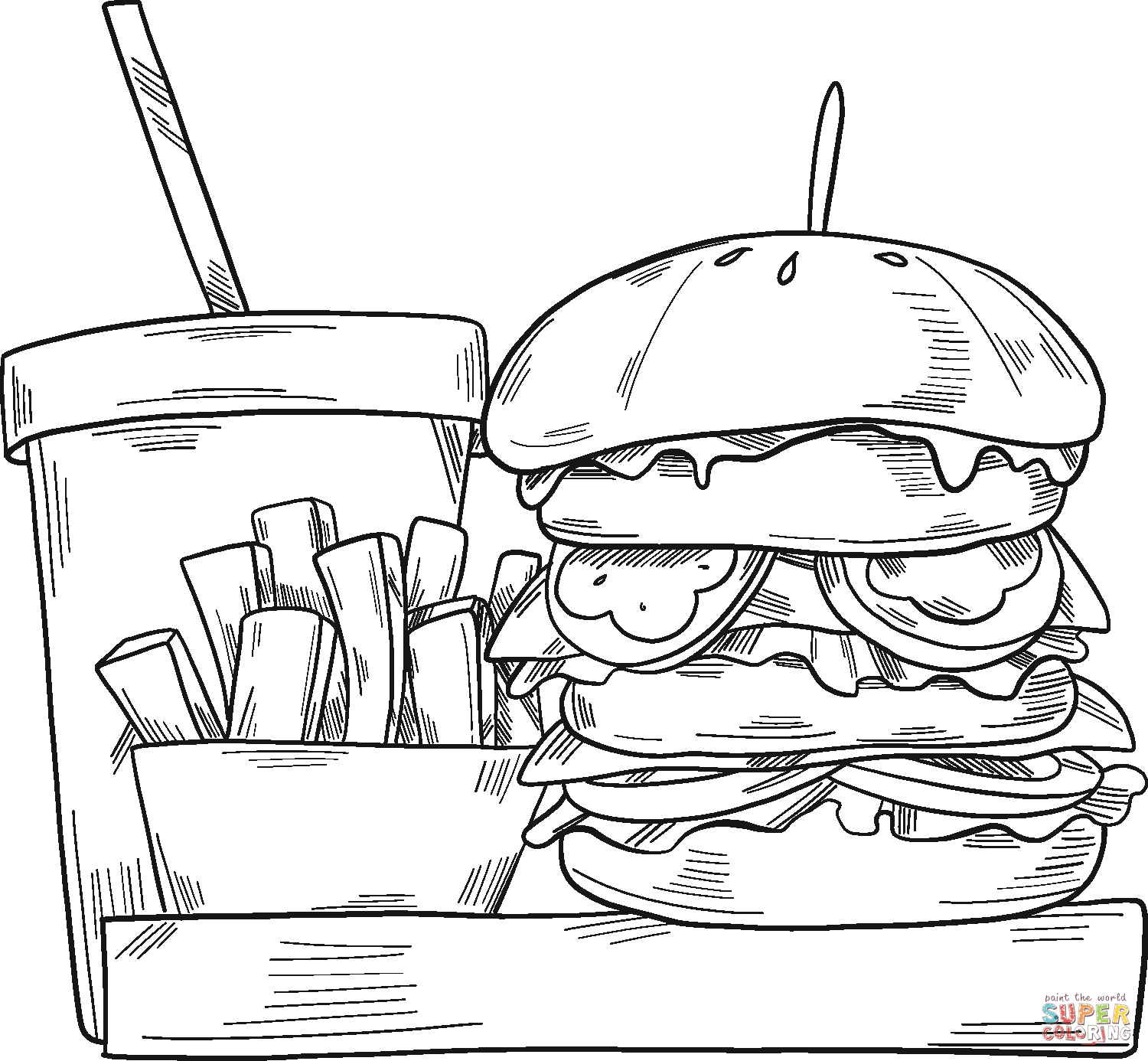 Hamburger Printable Coloring Pages