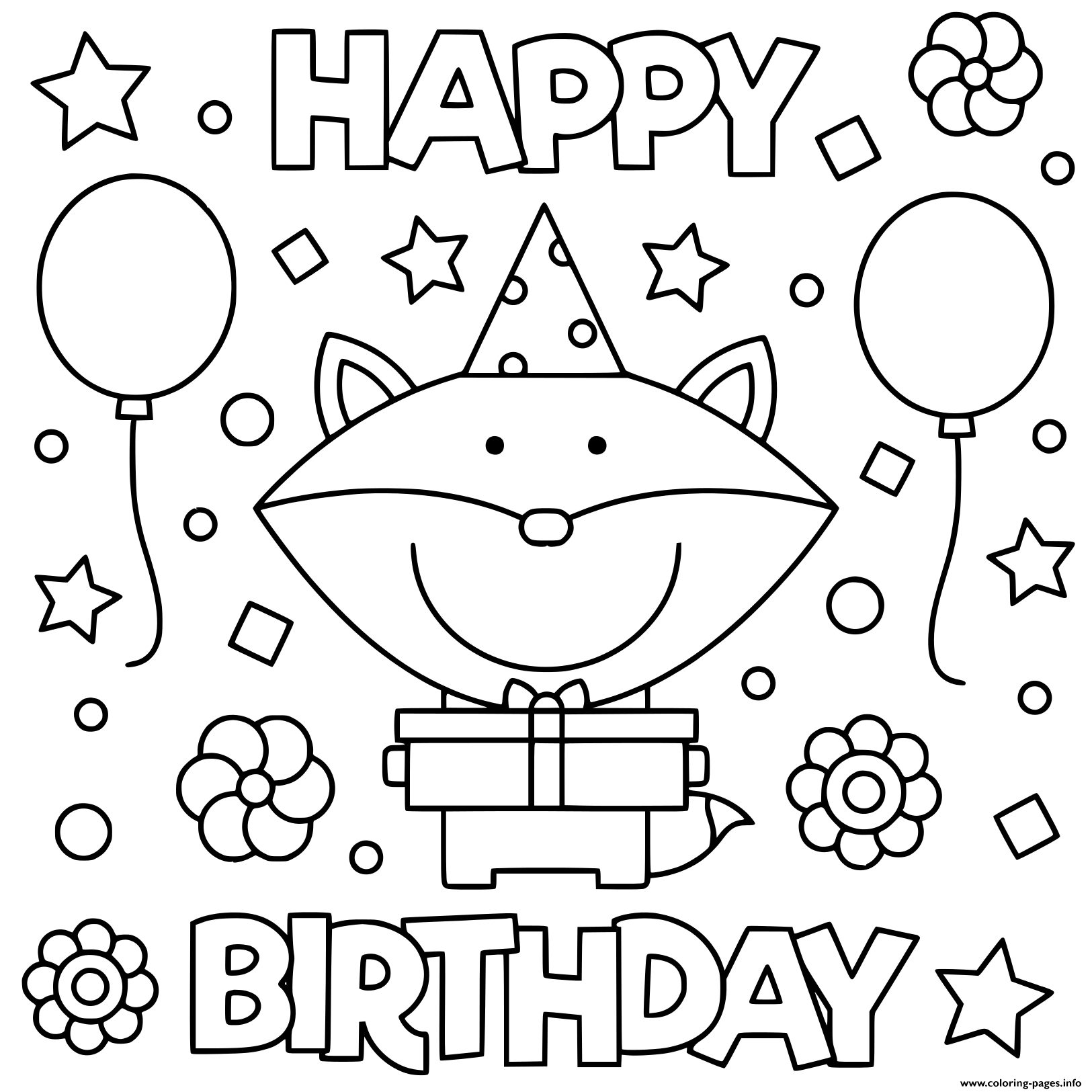 Happy Birthday Printable Coloring Page