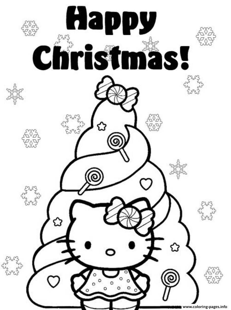 Happy Christmas Hello Kitty S Christmas Tree 0e4e Coloring Page Printable