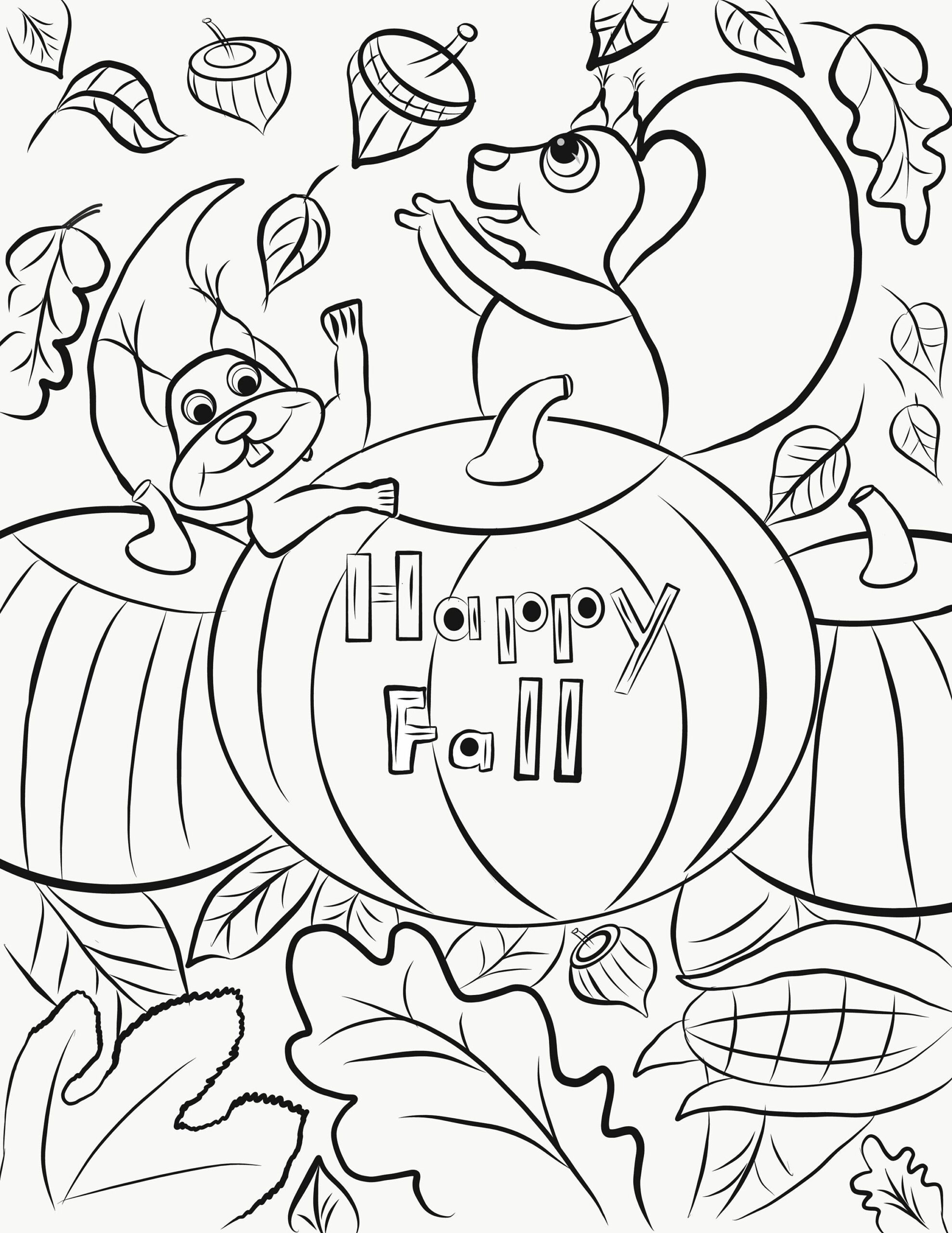 Happy Fall Coloring Page Printable Artwork PDF And JPG Any Age Fall Coloring Pages Free