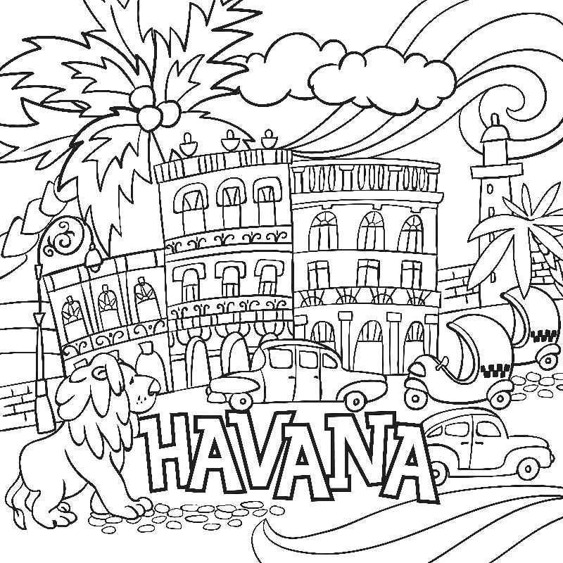 Havana Cuba Coloring Pages Sketch Coloring Page