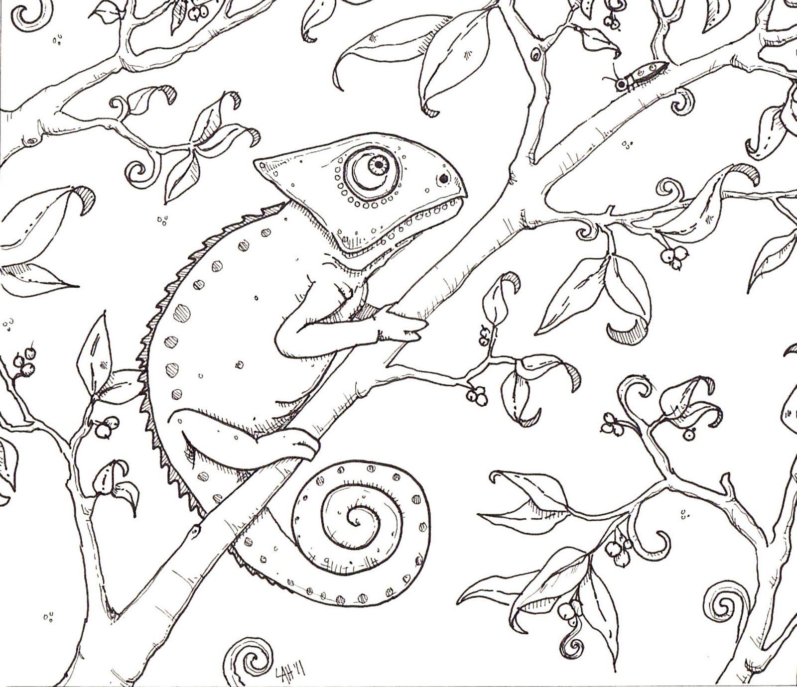Hedgie S Desk Chameleon Coloring Page