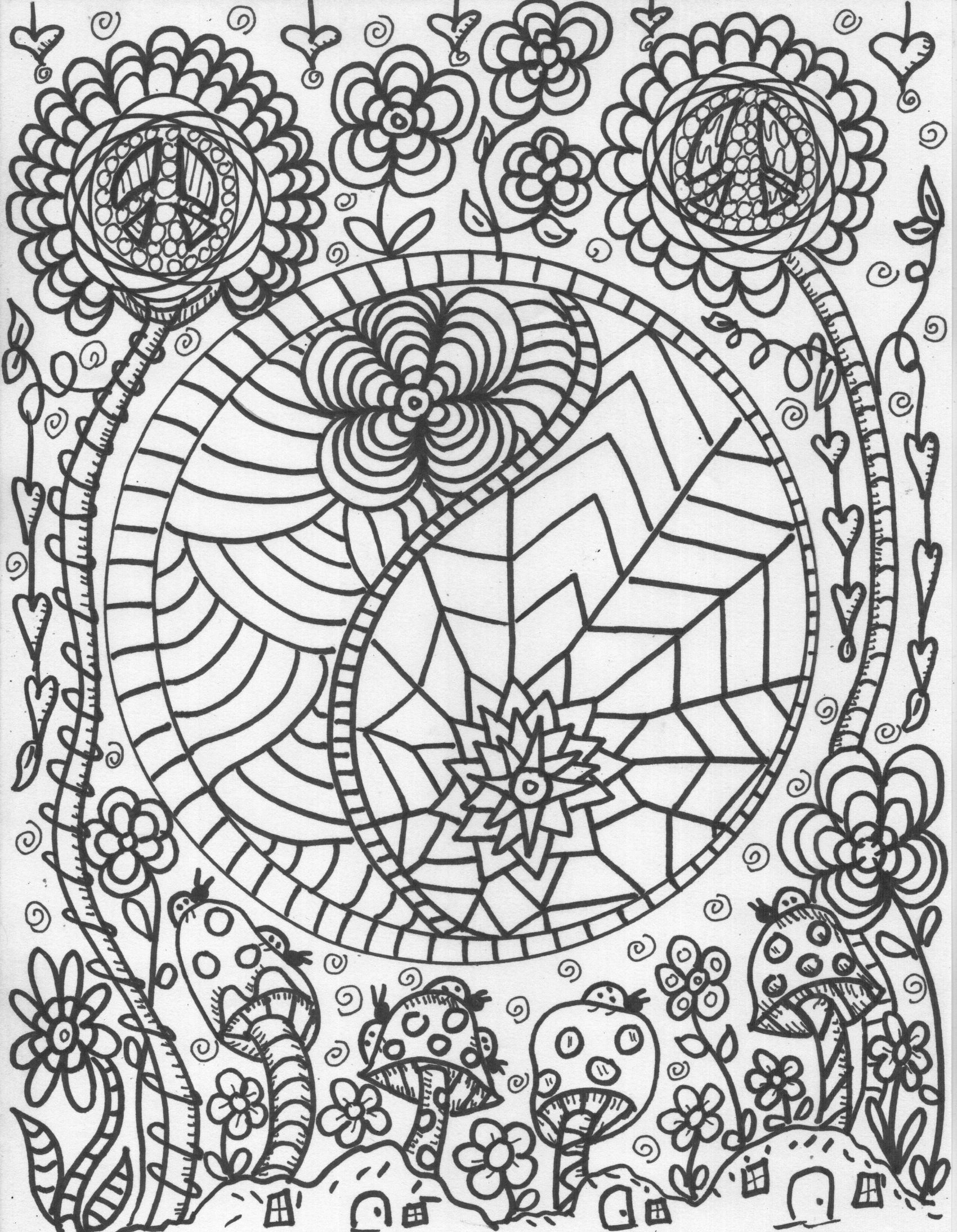 Hippie Coloring Pages For Kids And For Adults Coloring Home
