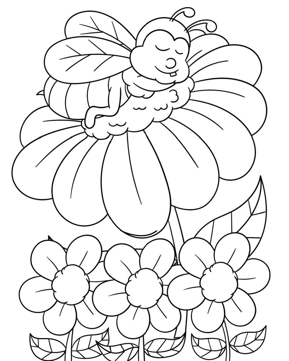 Honey Bee Napping On A Flower Coloring Page Mama Likes This