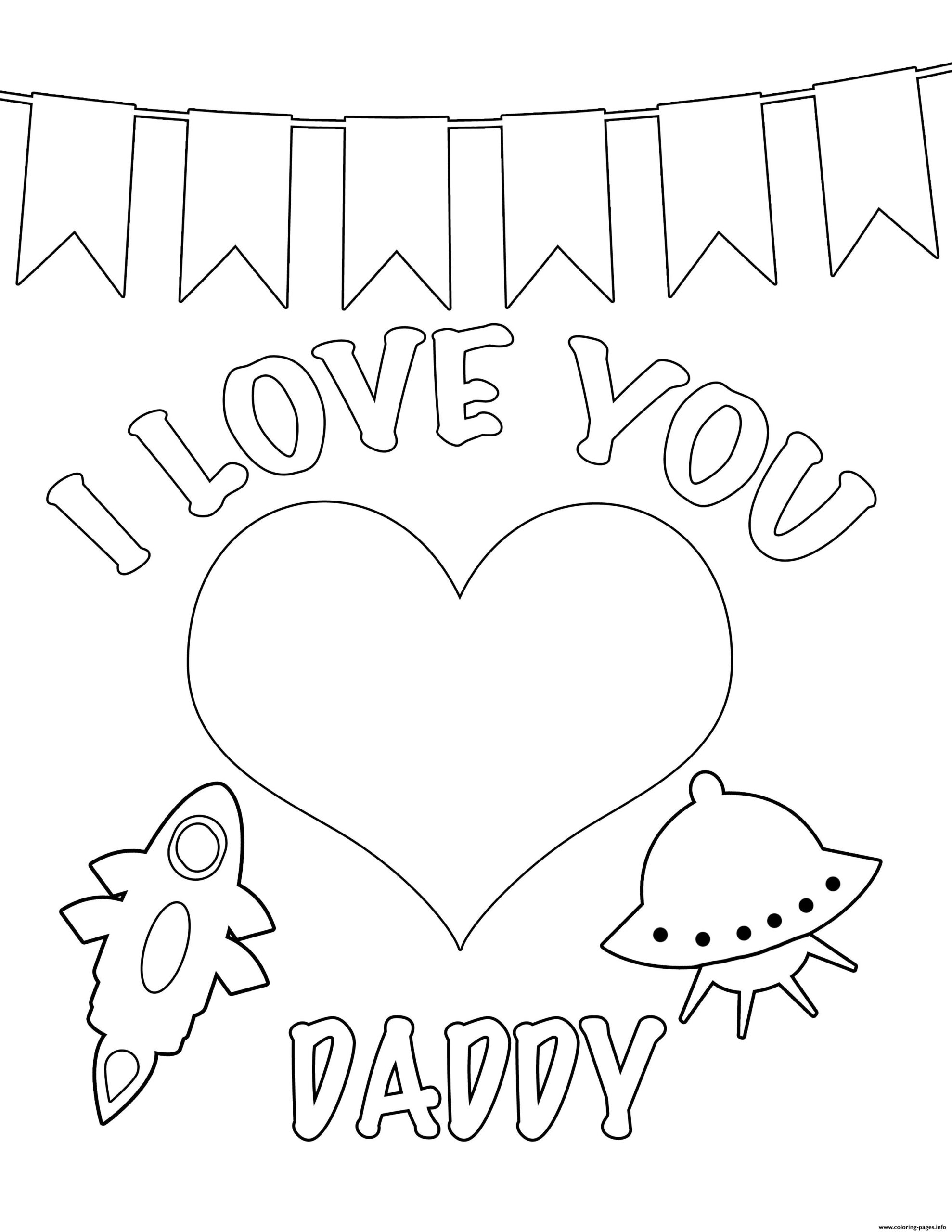I Love You Daddy Kids Coloring Page Printable