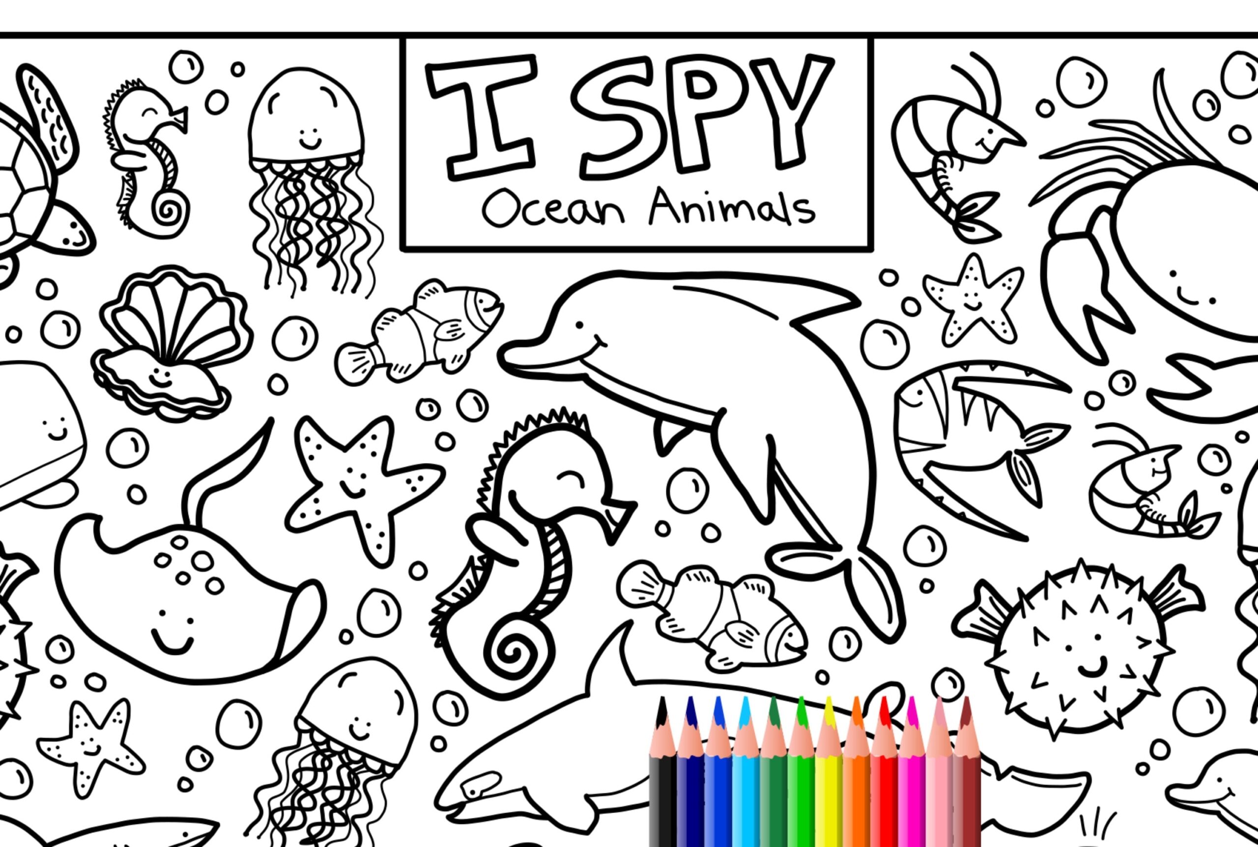 I Spy Ocean Animals Coloring Page Printable Download Colouring Page Kids Search Activity