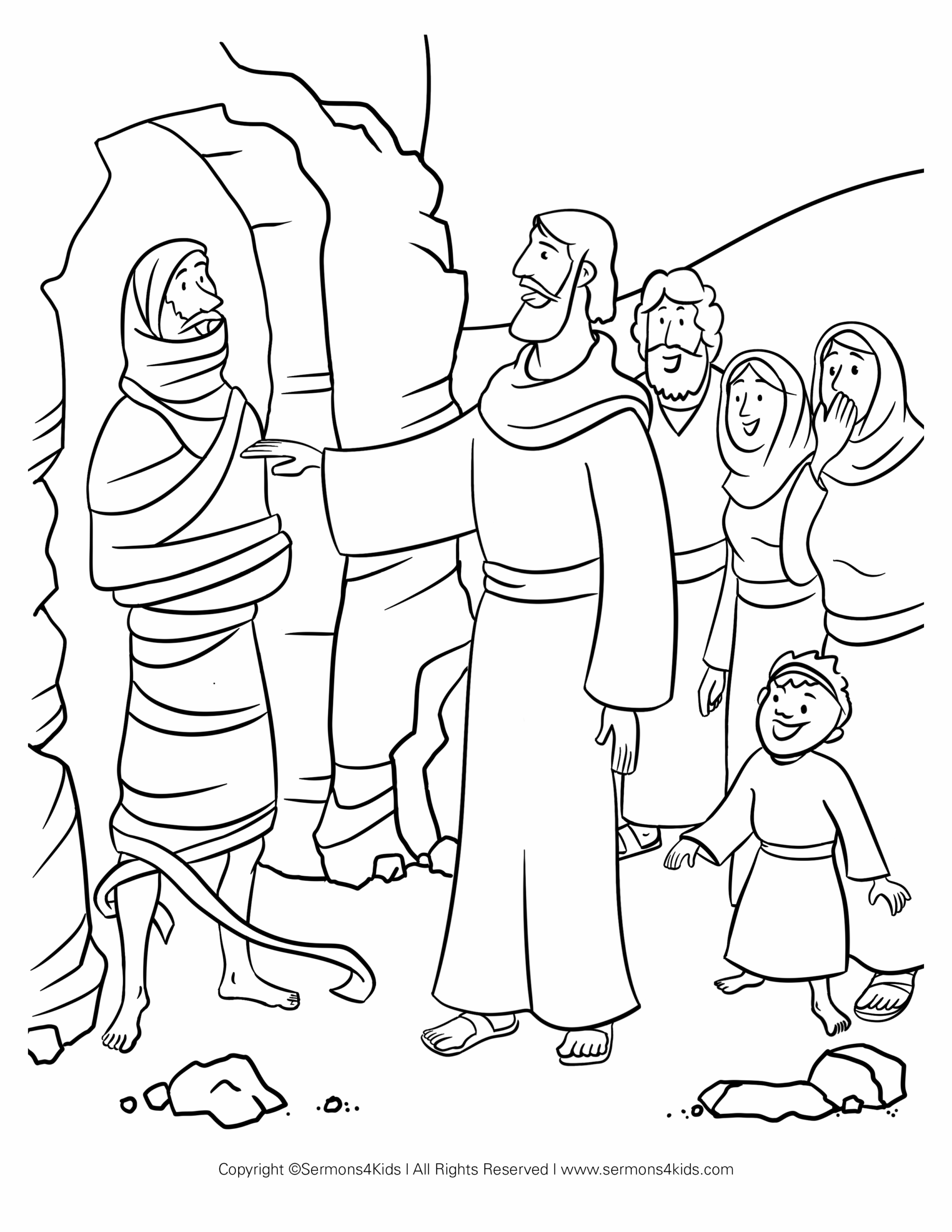 Jesus Raises Lazarus Coloring Page Sermons4Kids