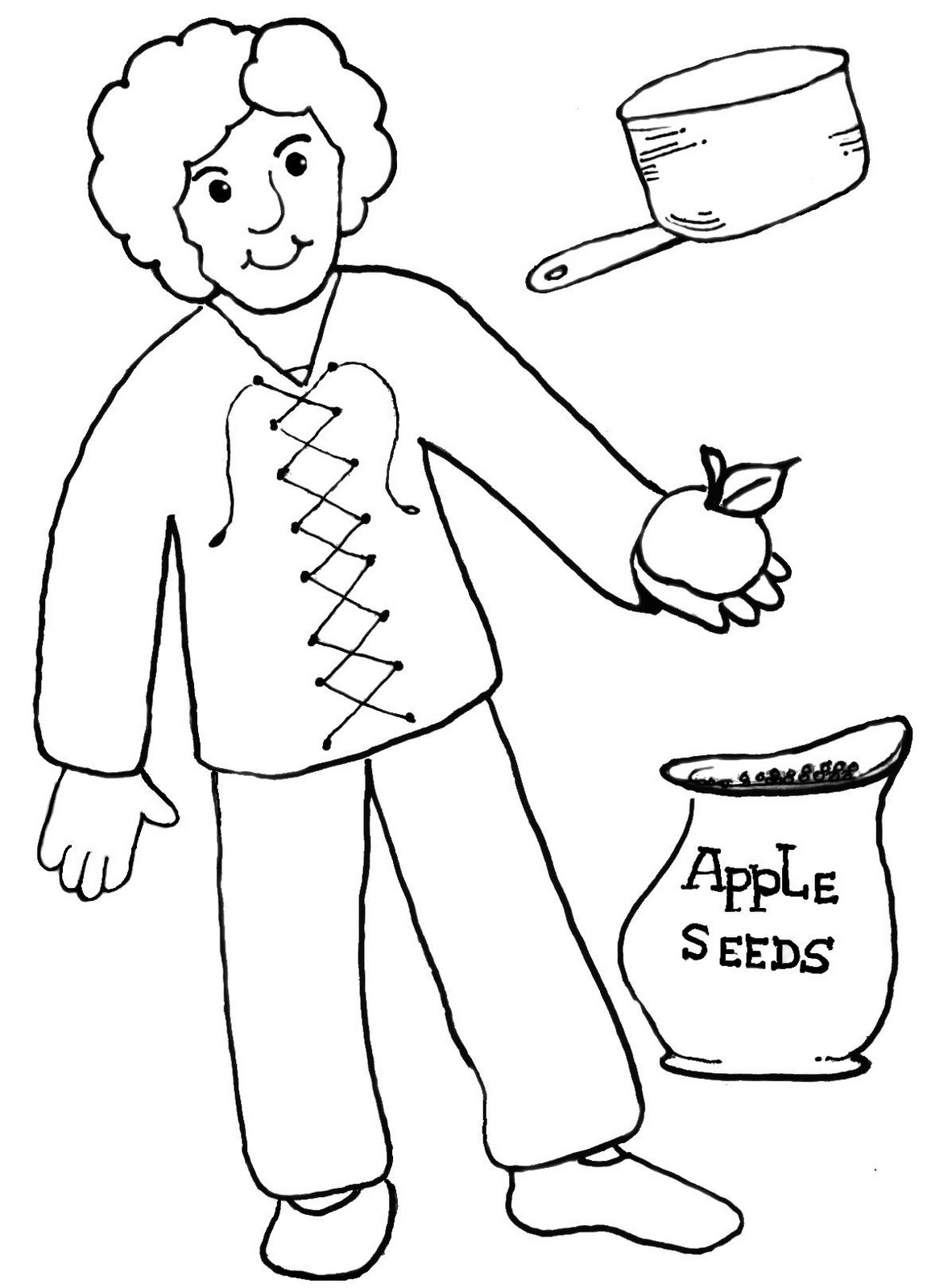 Johnny Appleseed Coloring Pages Printables