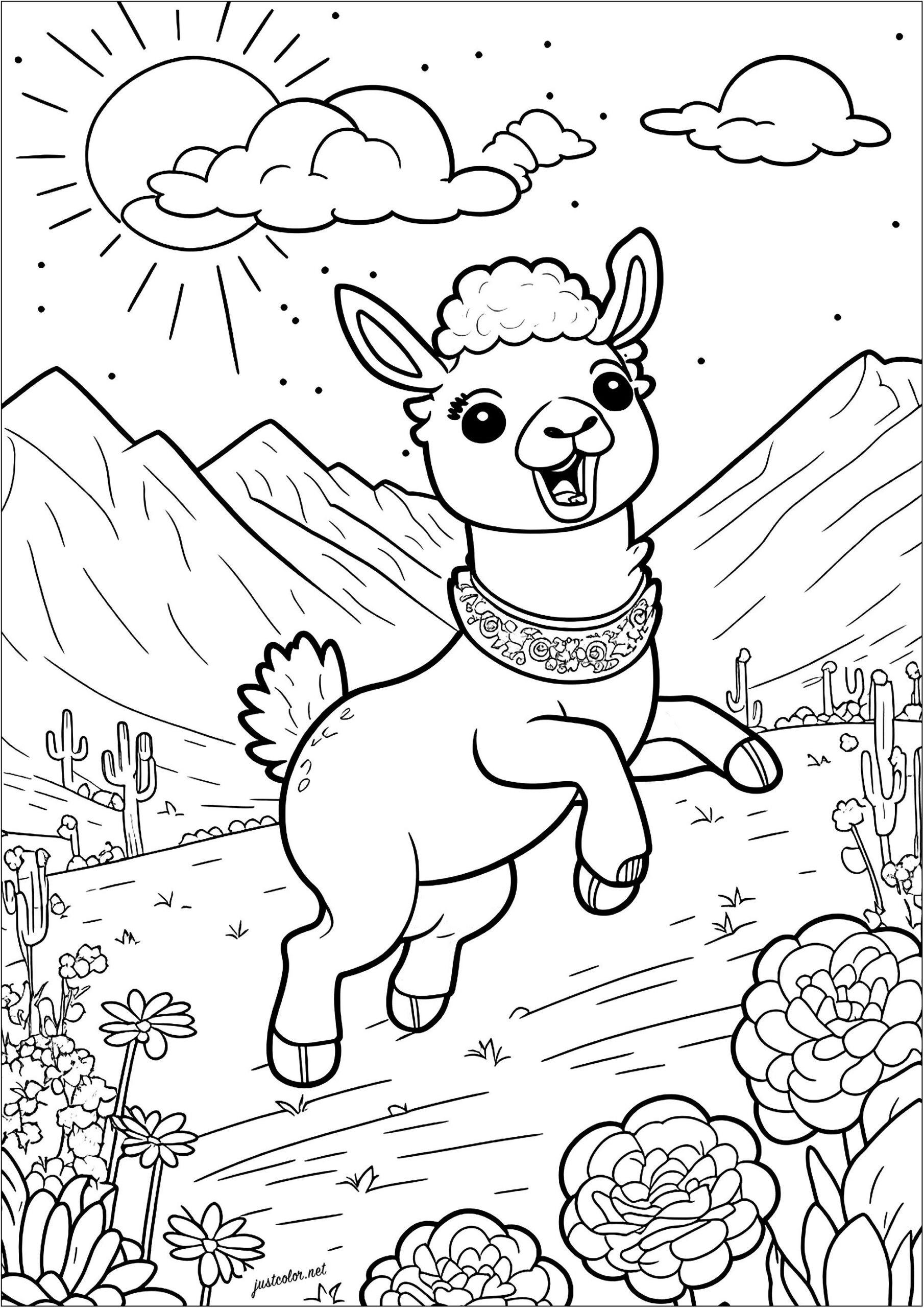 Jumping Llama Llama Coloring Pages For Adults