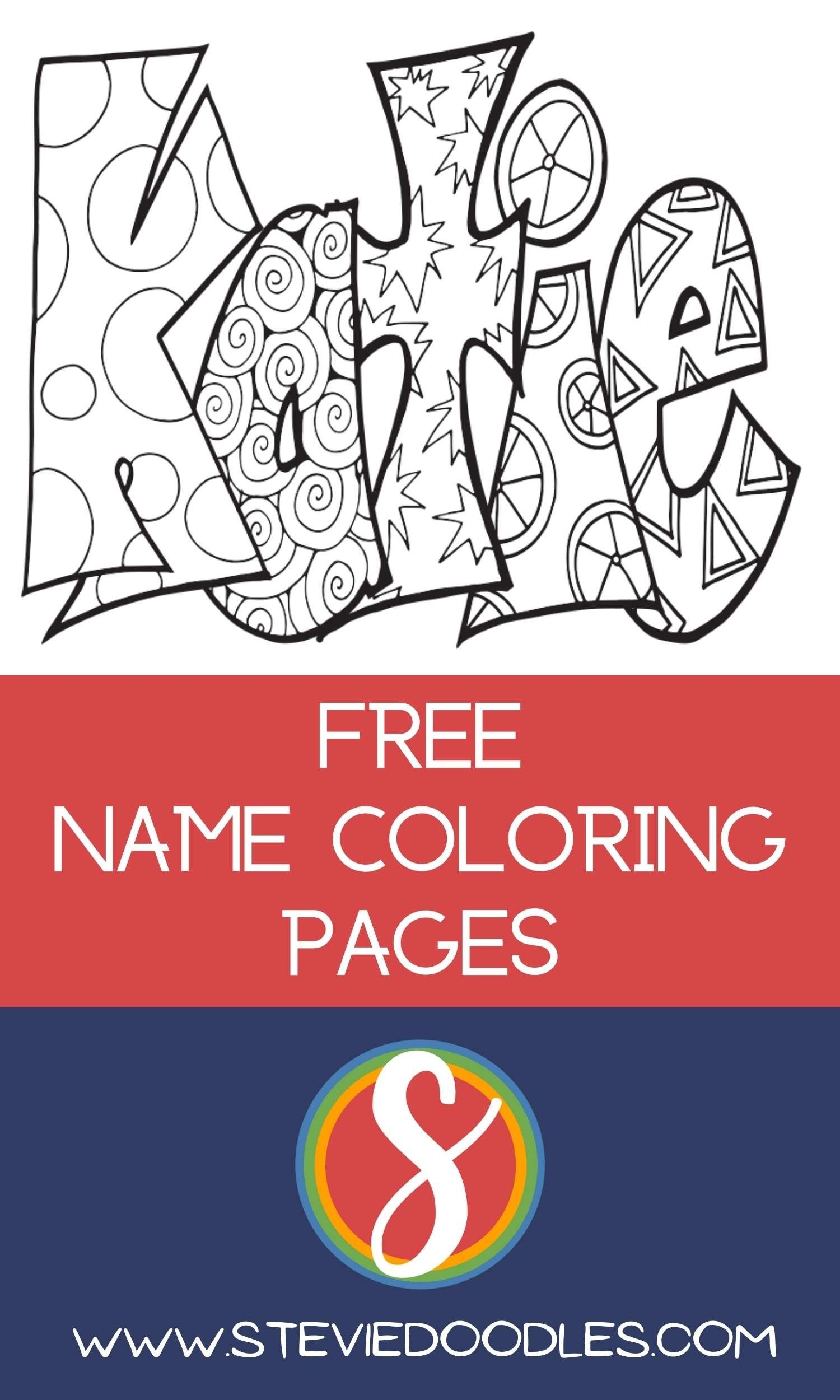 KATIE Free Name Coloring Page Stevie Doodles