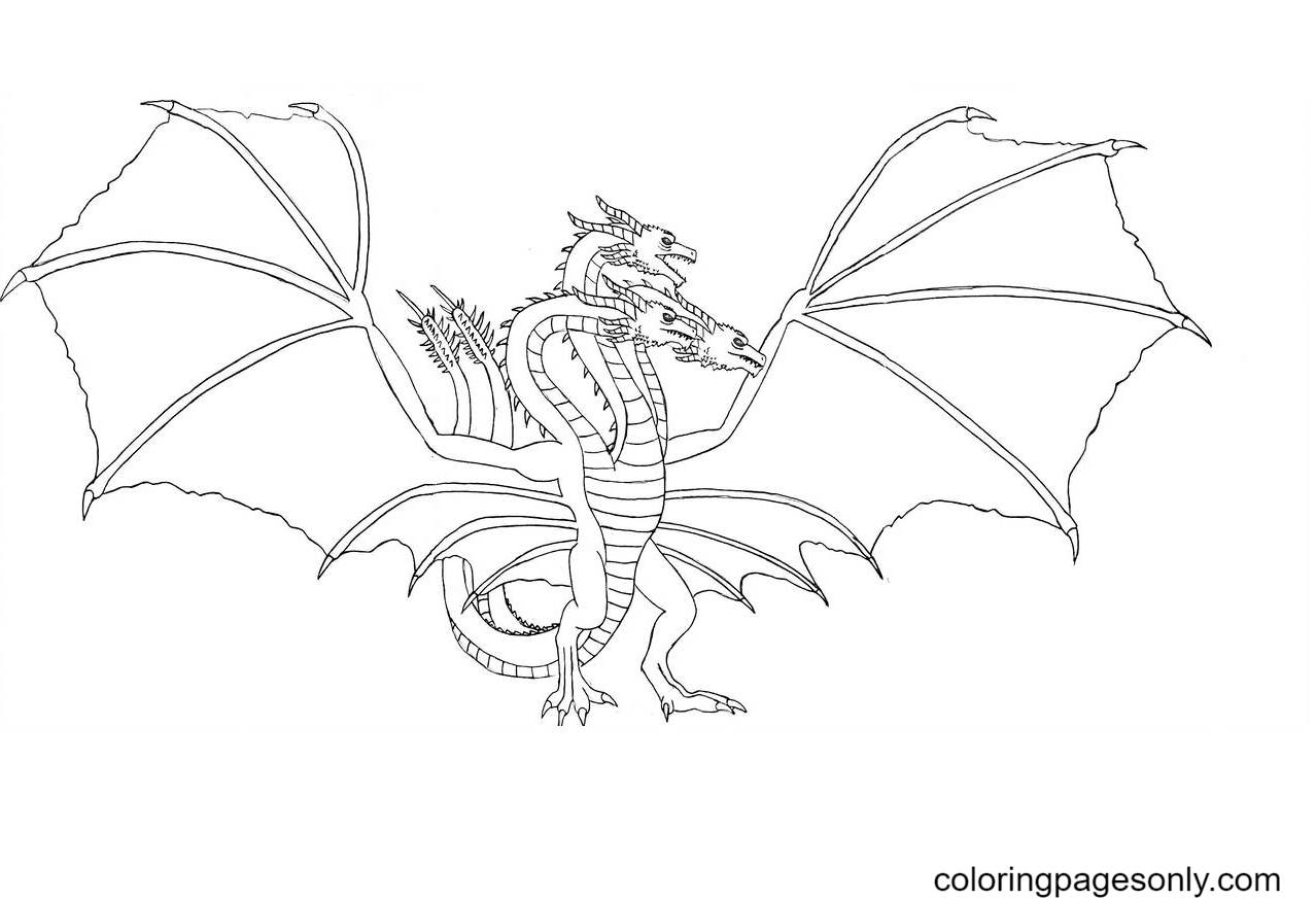 King Ghidorah Drawing Coloring Page Free Printable Coloring Pages