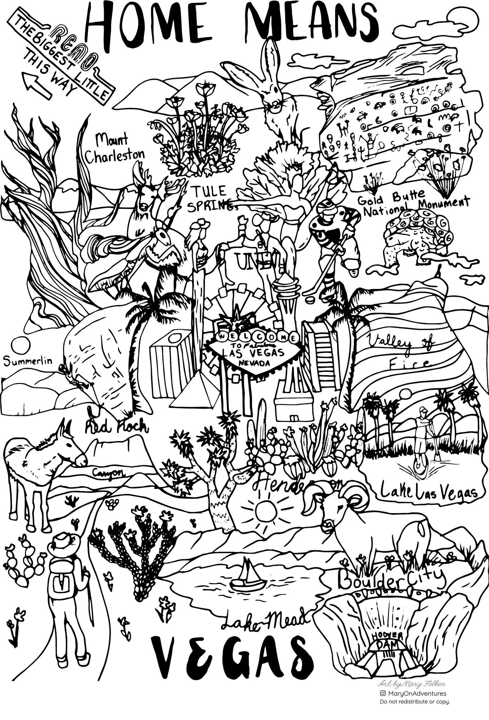 Las Vegas Coloring Coloring Page Nevada Coloring Page Vegas Coloring Page Red Rock Canyon