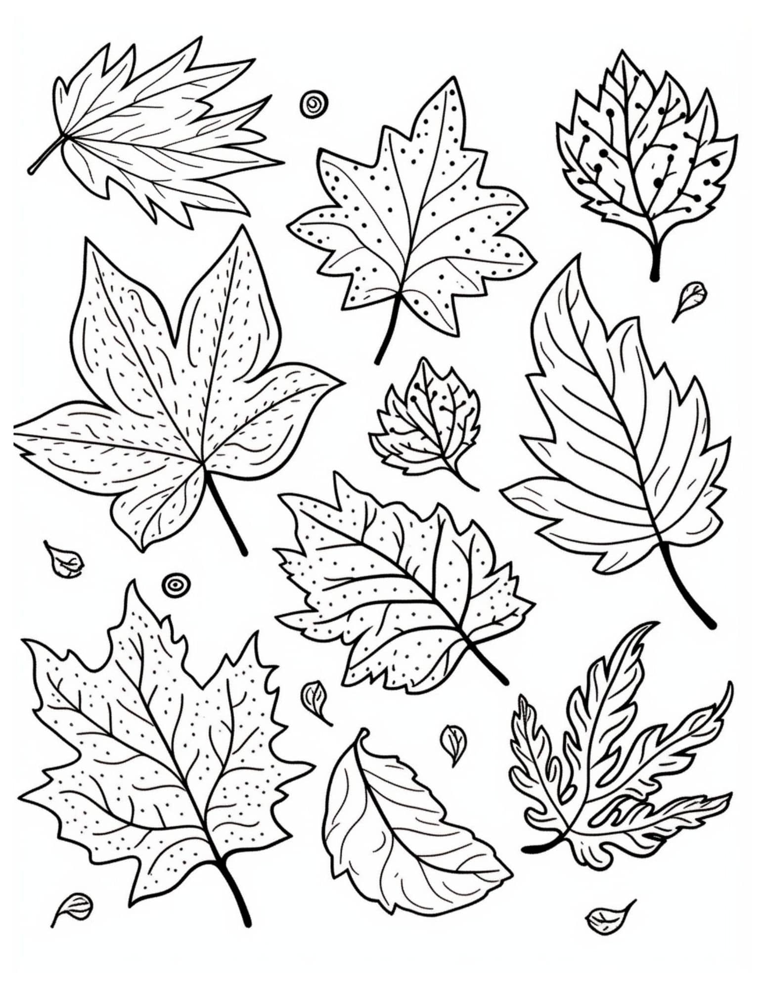 Leaves Coloring Pages Printable