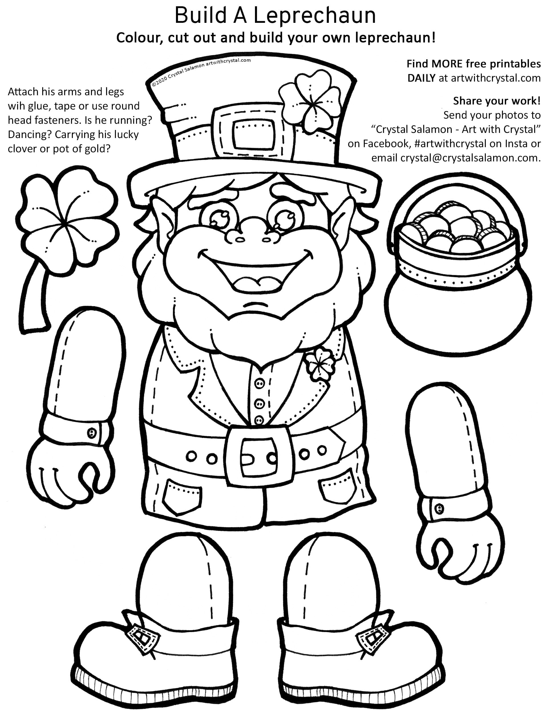 Leprechaun Coloring Page Free 323 SVG File Cut Cricut