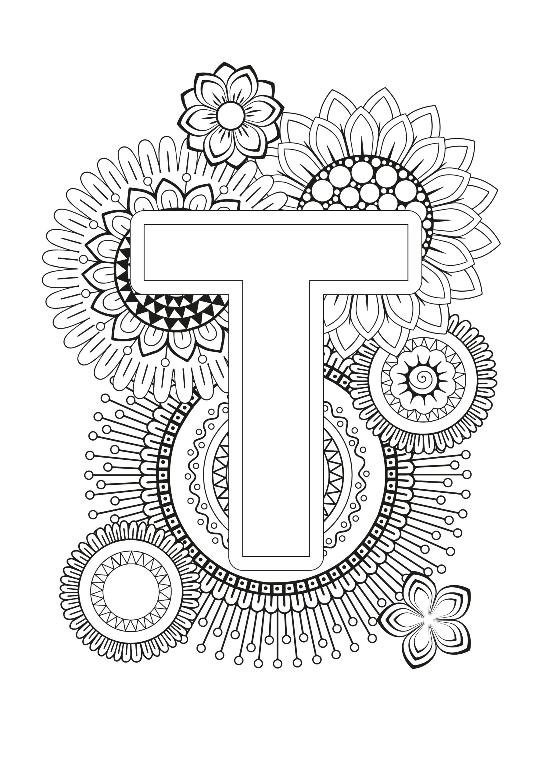 Letter T Coloring Pages For Adults Printable Color