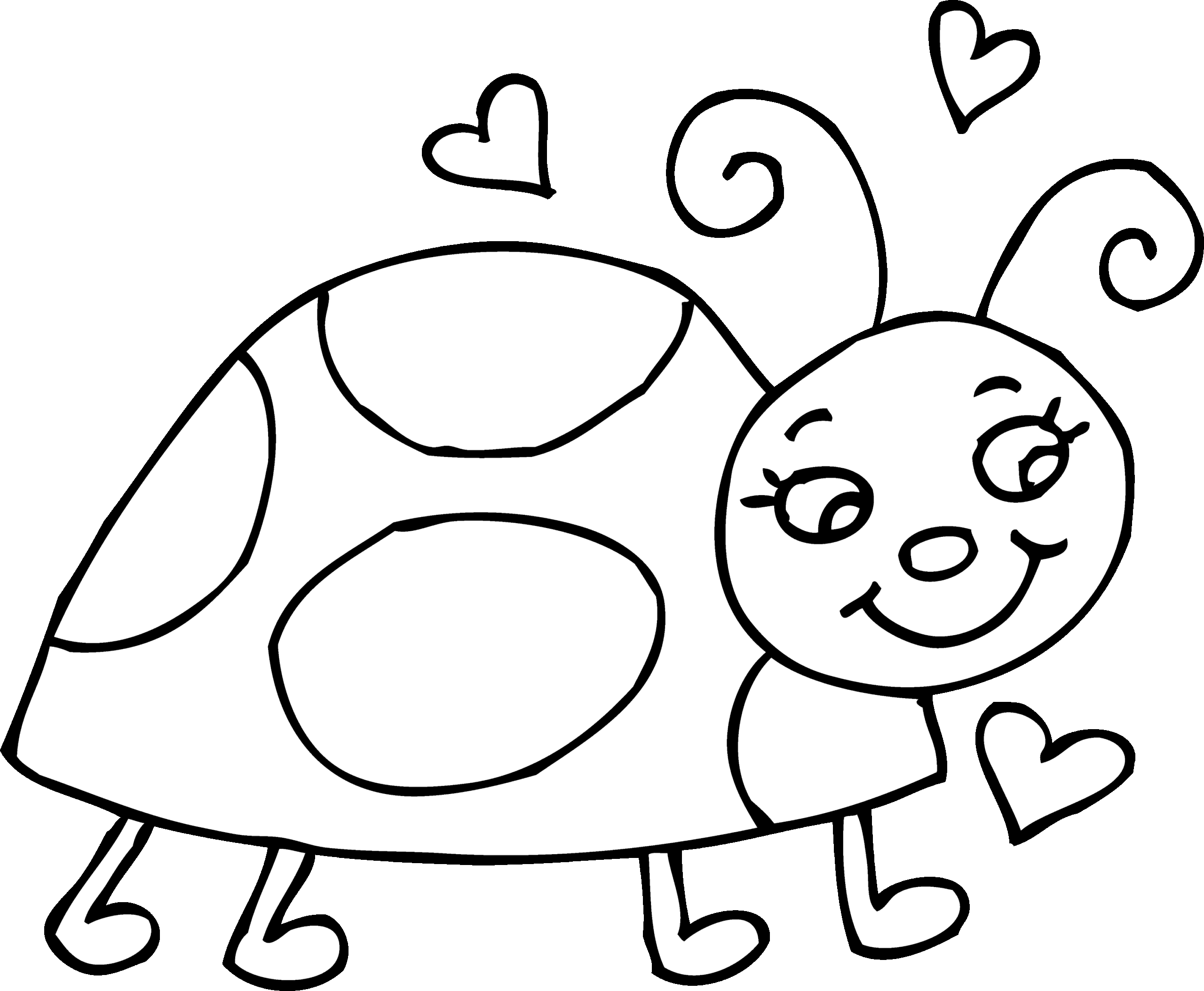 Line Art Of Cute Ladybug With Hearts Free Clip Art