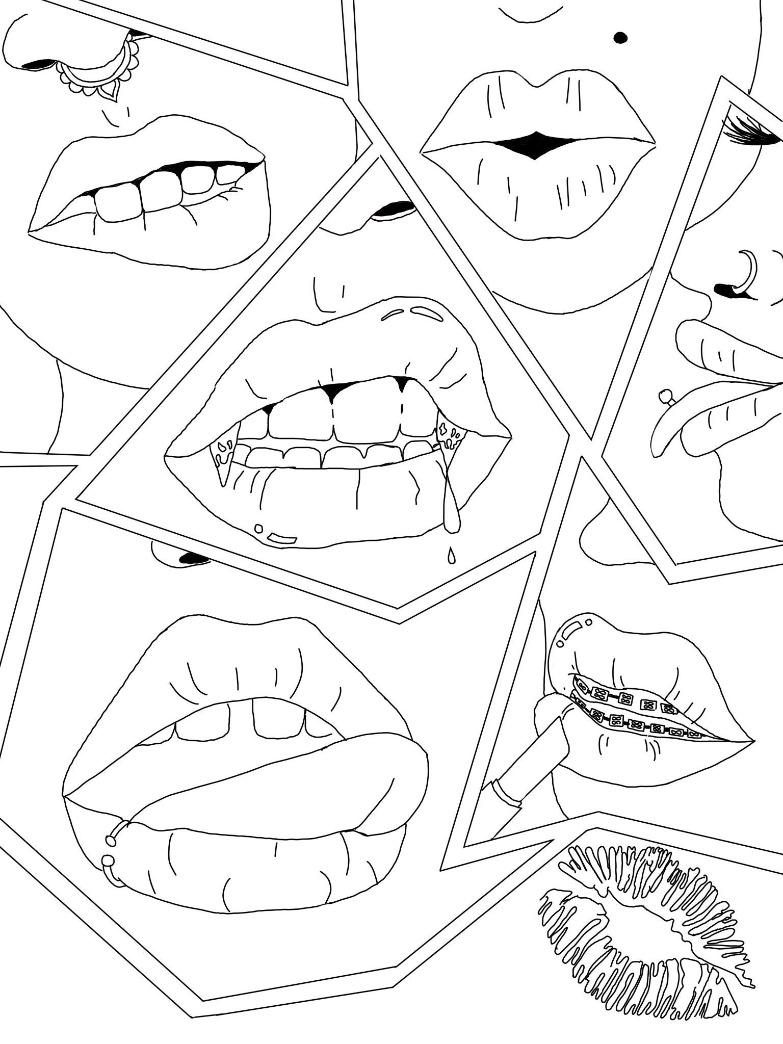 Printable Lips Coloring Pages