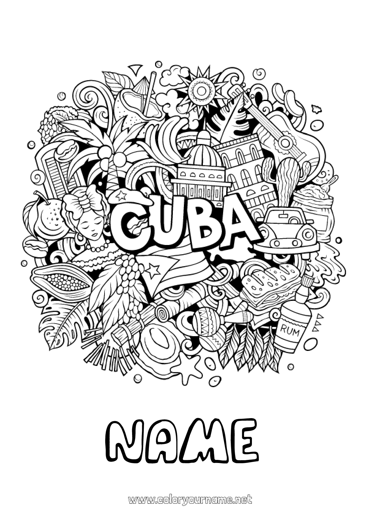 Cuba Coloring Free Page Printables
