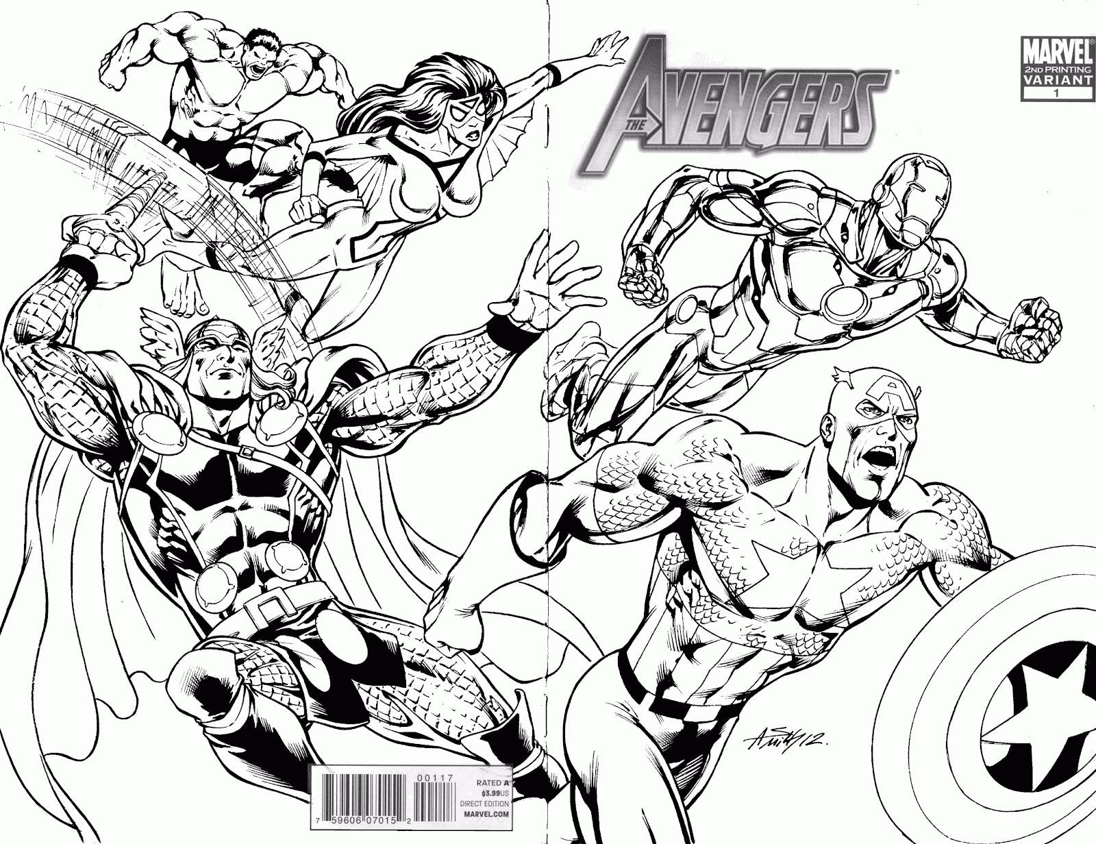Marvel Superheroes Avengers In Action Coloring Page For Kids Printable EColoringPage