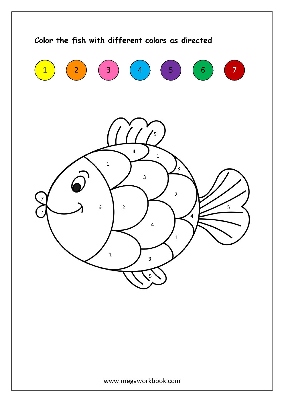 Match The Number To Color Coloring Sheet