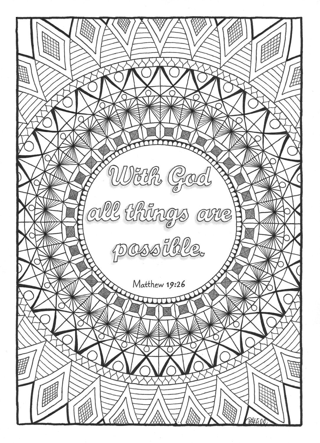 Matthew 19 26 With God All Things Are Possible Etsy Quote Coloring Pages Illustration Pen