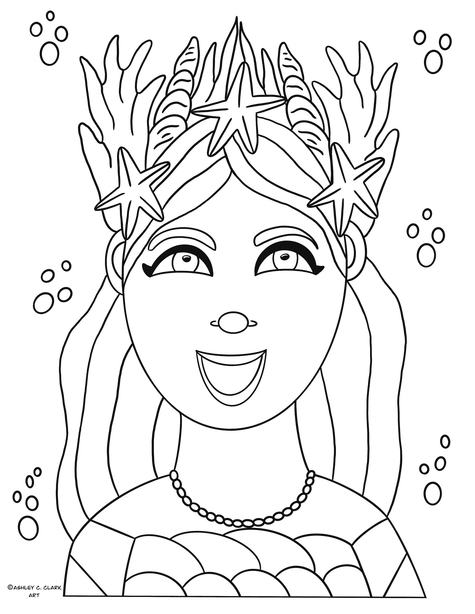 Mermaid Crown Coloring Page Digital Download Printable Etsy