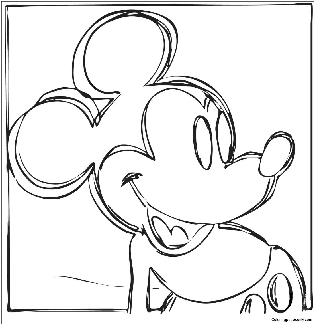 Mickey Mouse By Andy Warhol Coloring Page Free Printable Coloring Pages