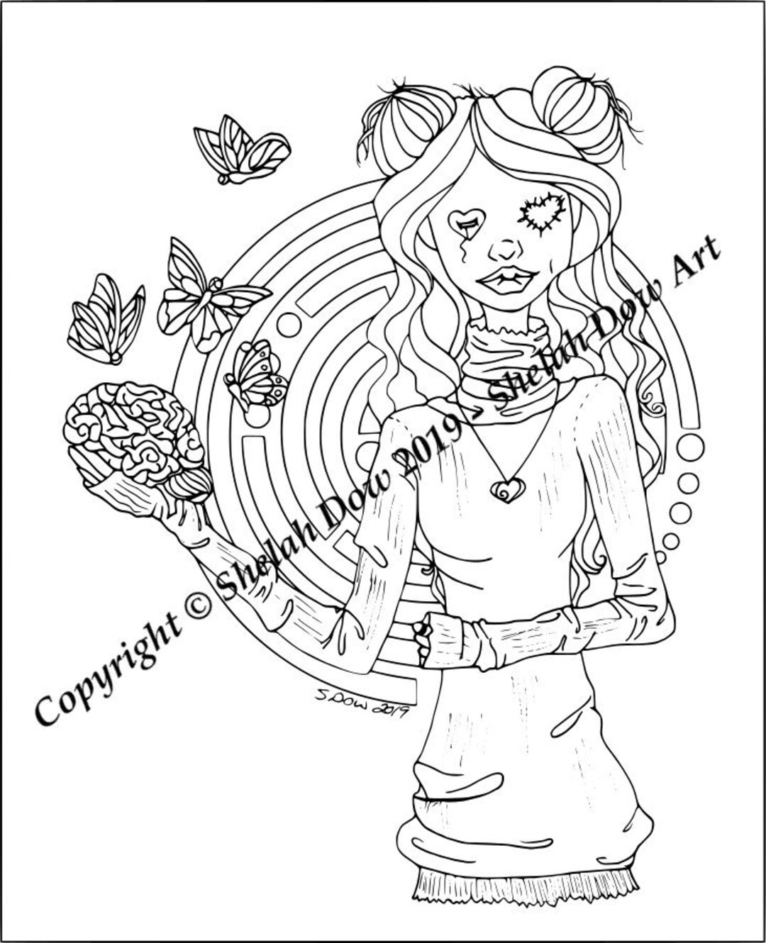 Mindless In Love Coloring Page October Drawing Woman And Etsy