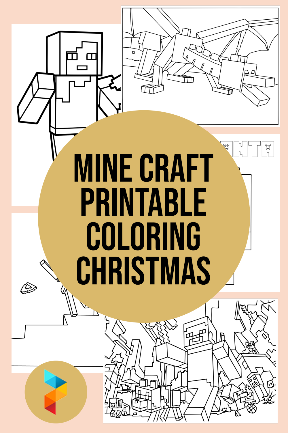 Mine Craft Coloring Christmas 12 Free PDF Printables Printablee