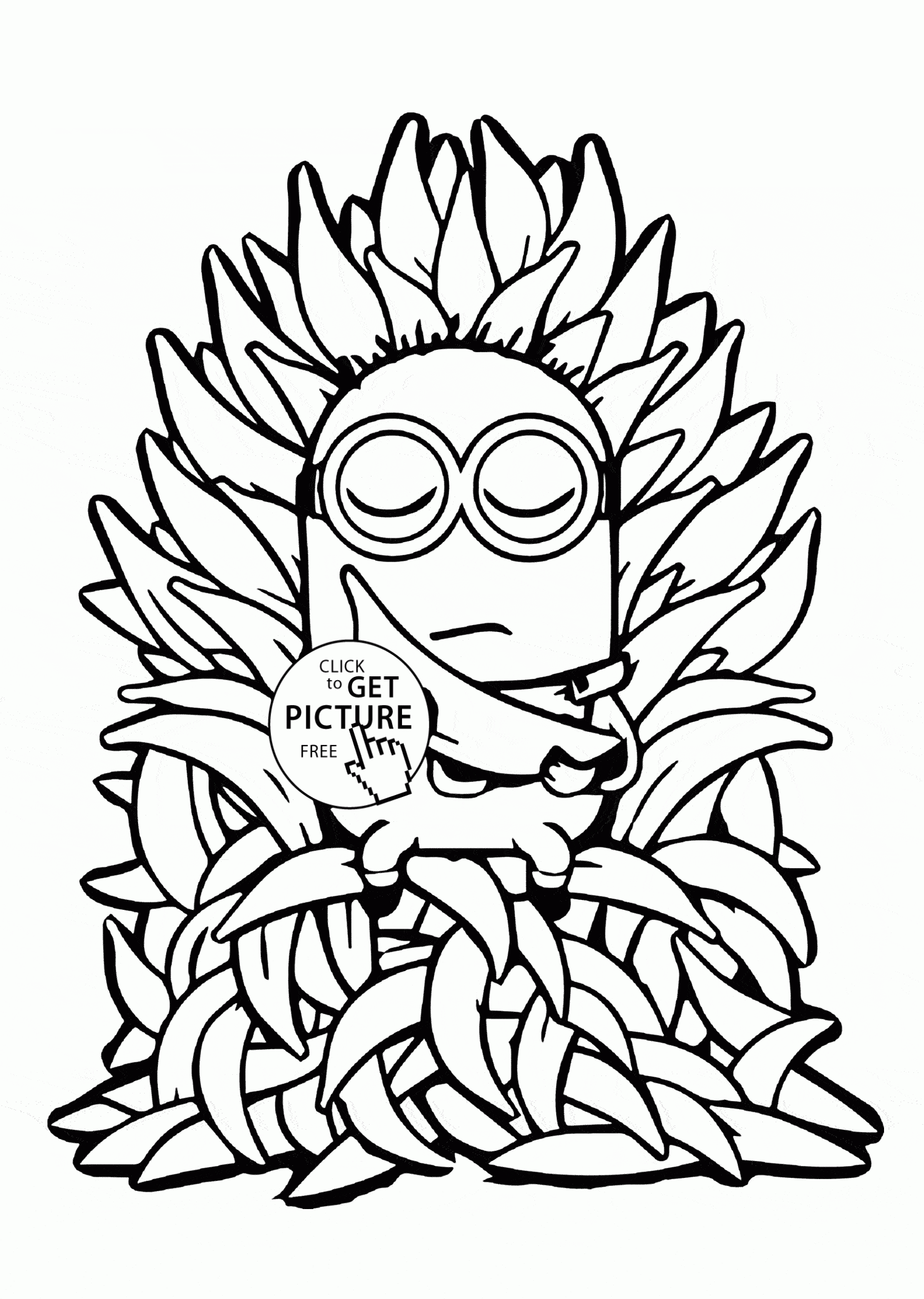 Minion And Many Bananas Coloring Page For Kids Fruits Coloring Pages Printables Free Wuppsy