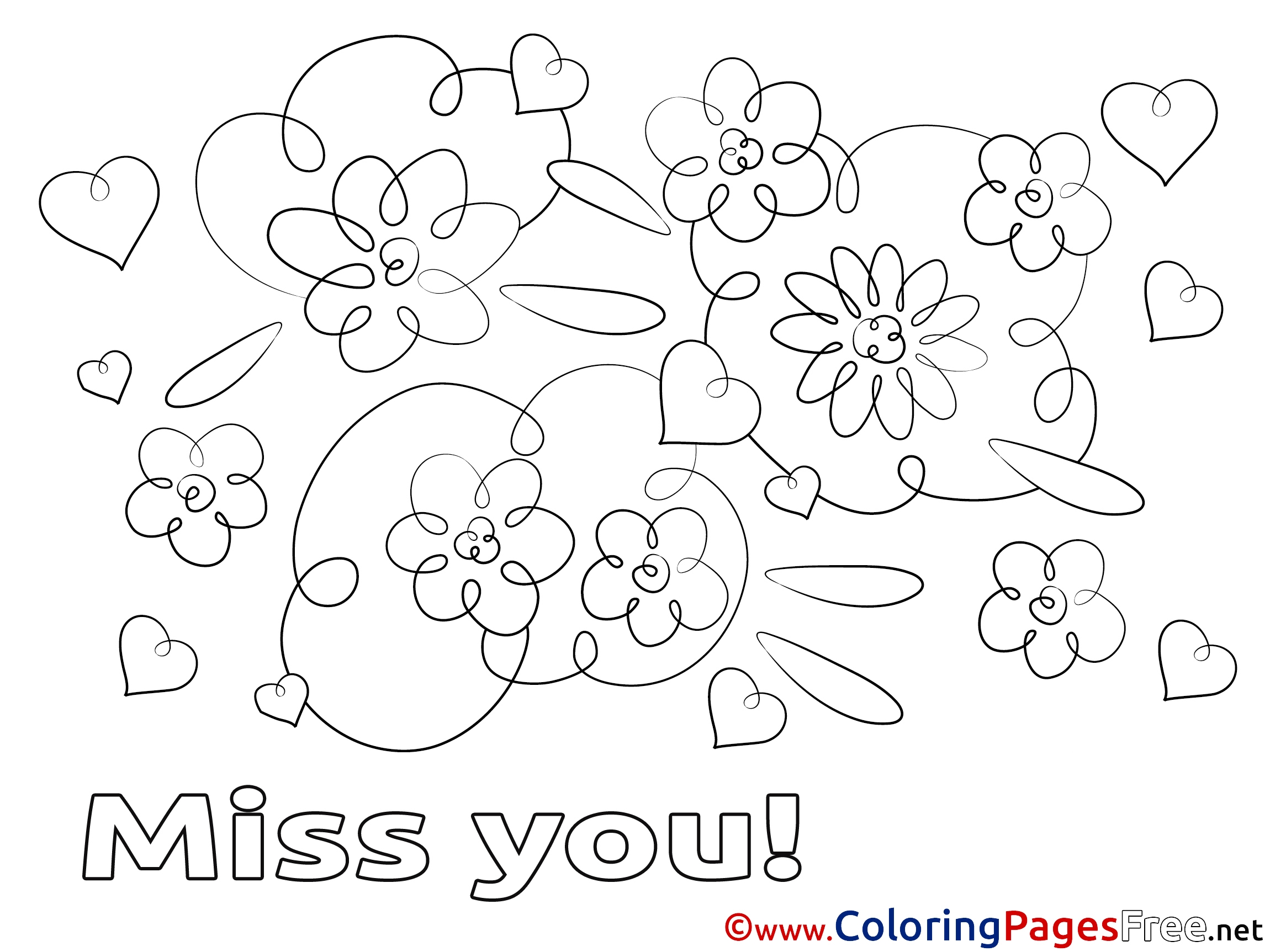 Miss You Coloring Pages