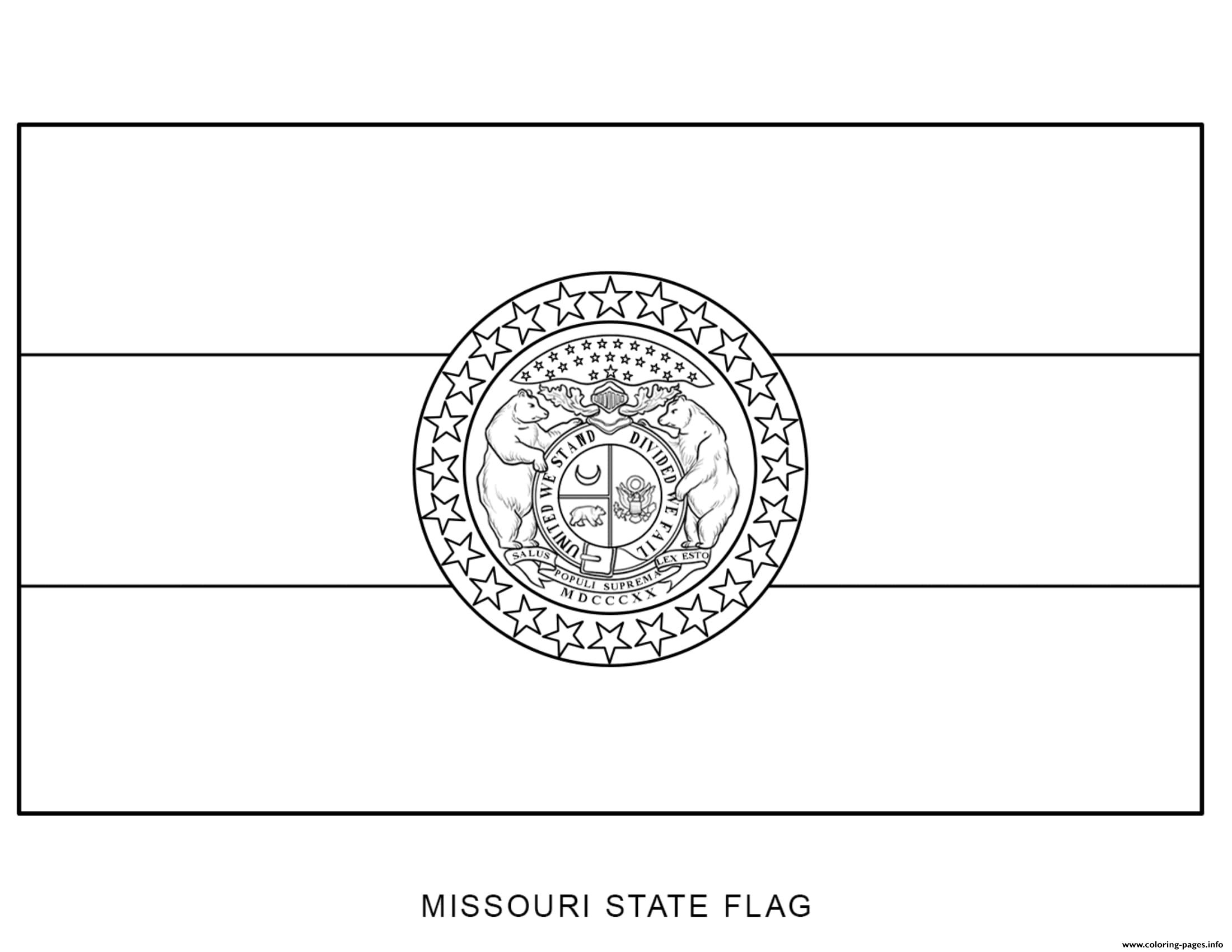 Missouri Flag US State Coloring Page Printable
