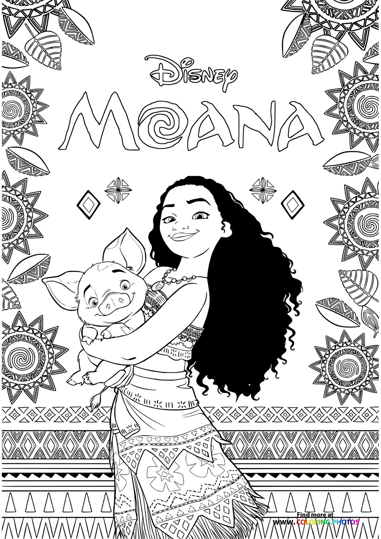 Moana And Pua Coloring Pages For Kids